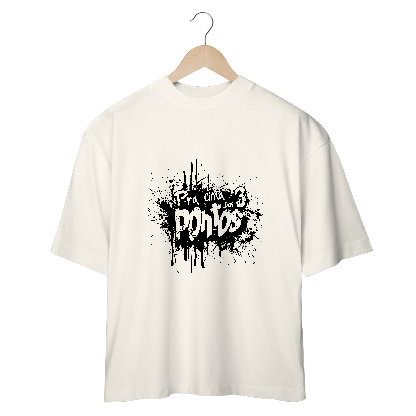 Camiseta Over SizemPra Cima dos 3 Pontos - Preto