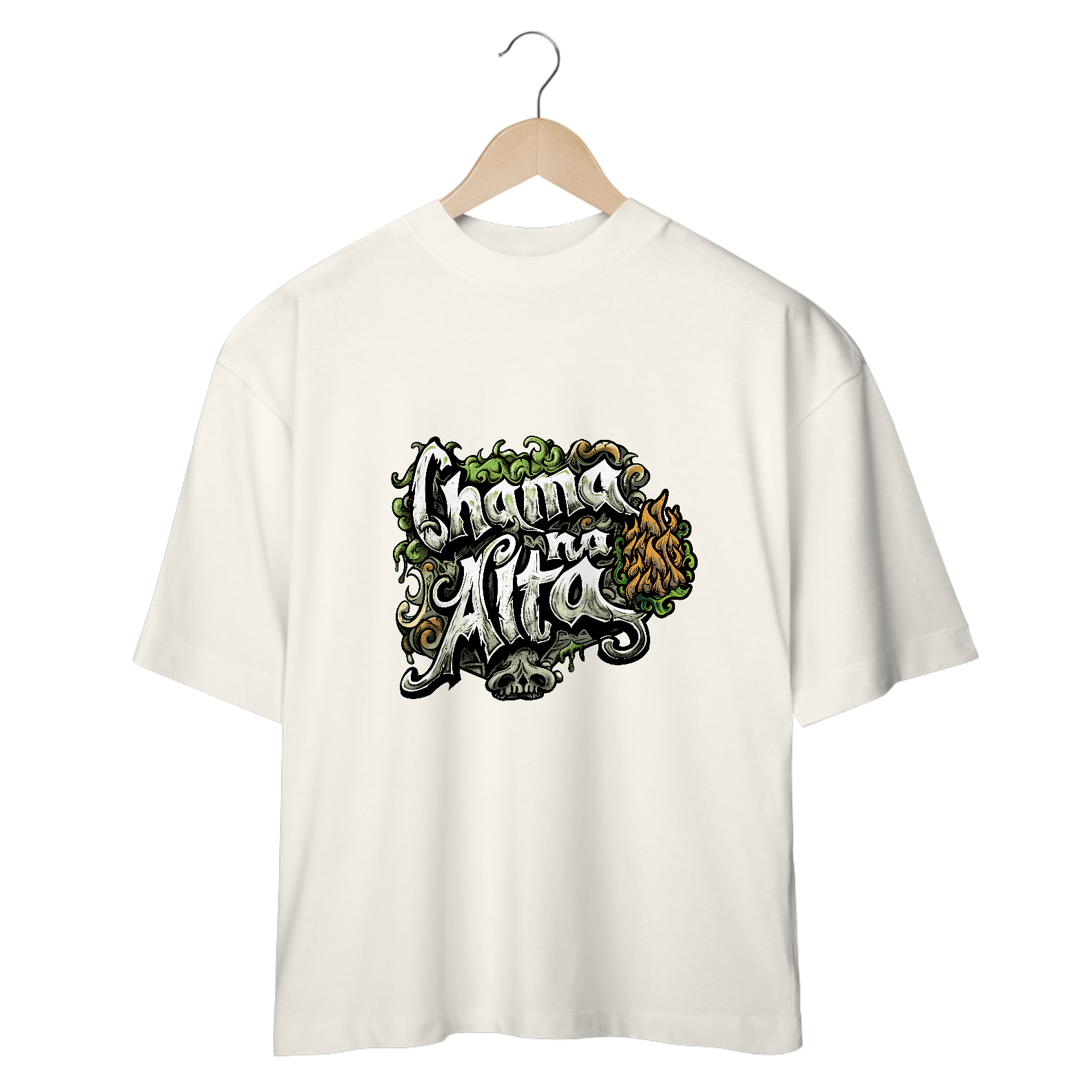 Camiseta Over Size Chama na Alta