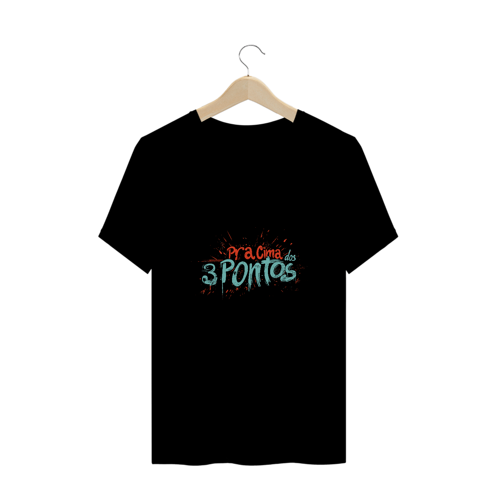 Camiseta Plus Size Pra Cima dos 3 Pontos - Preto