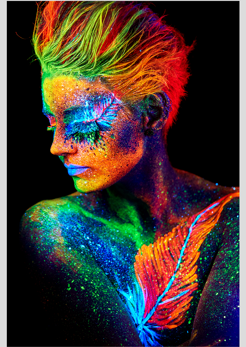 Poster Mulher de Perfil Colorido Neon