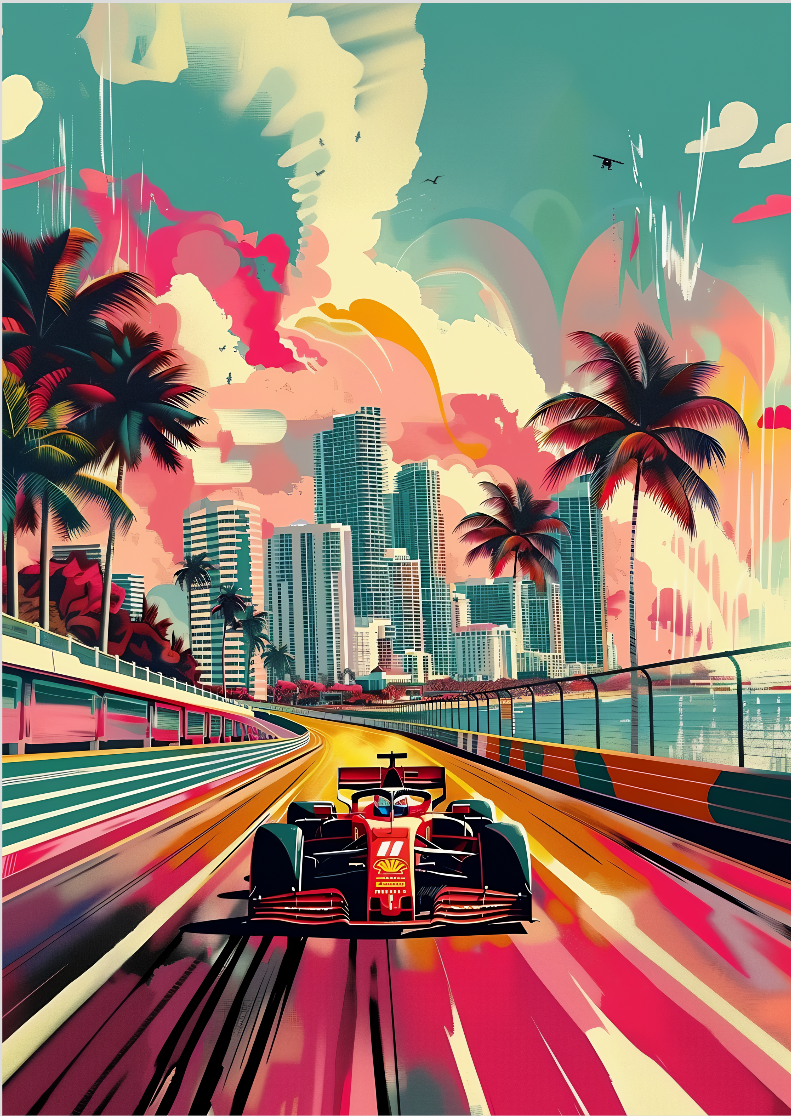 Pôster de Ilustração de Carro de Fórmula 1 - Alta Resolução