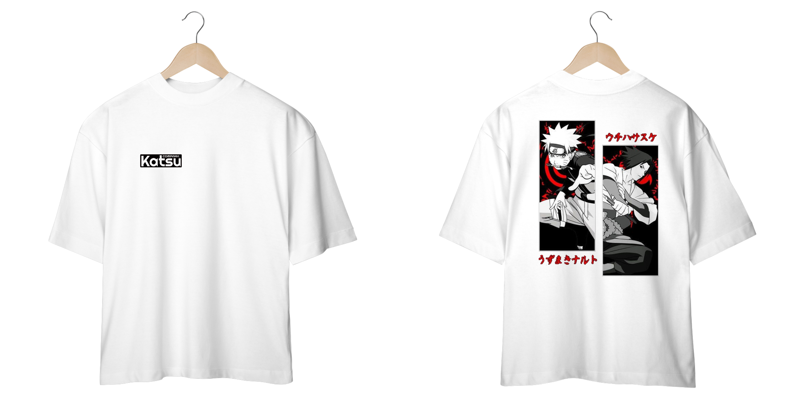 Camiseta Oversized Naruto Shippuden Naruto/Sasuke