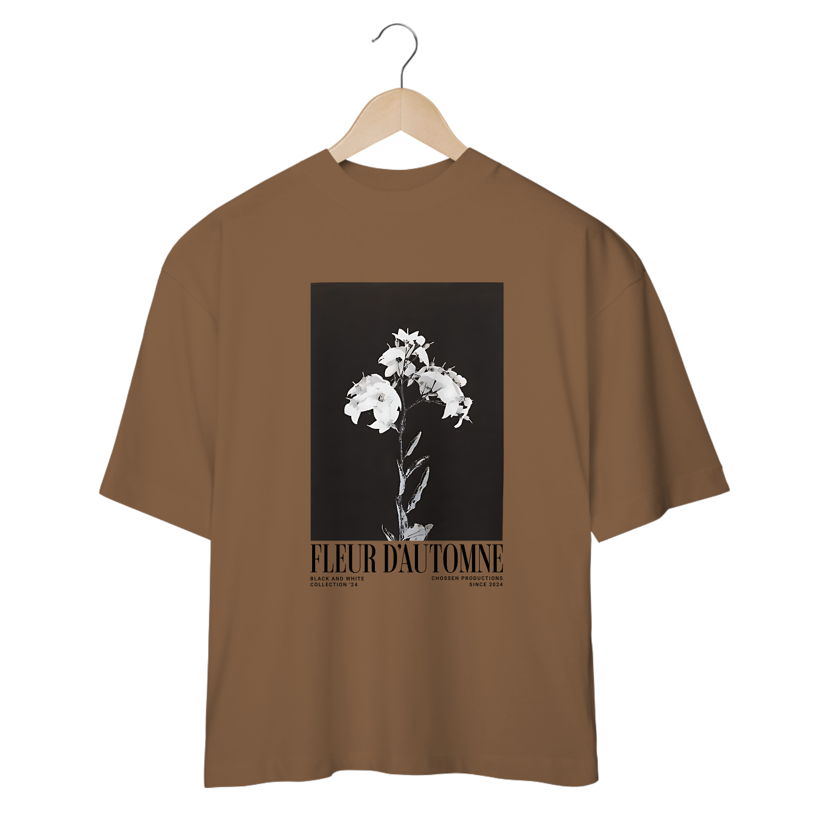 CAMISETA OVERSIZED FLEUR D'AUTOMNE MARROM