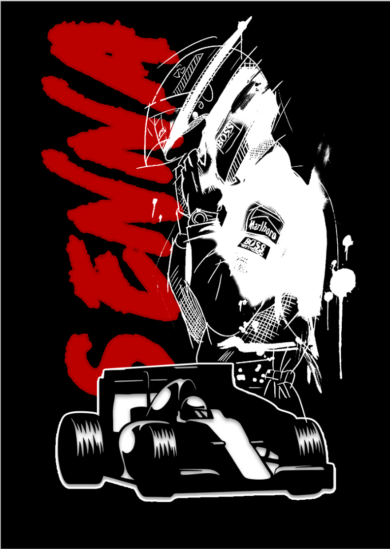POSTER  SENNA F1 WHITE RED
