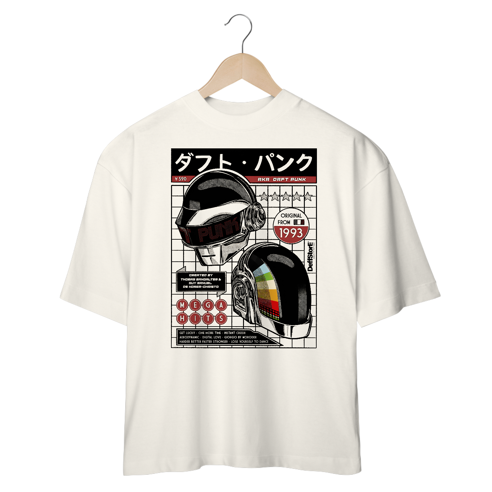 Camiseta Oversized DAFT PUNK - 1993 MEGAHITS R$169,90 em DeffStorE