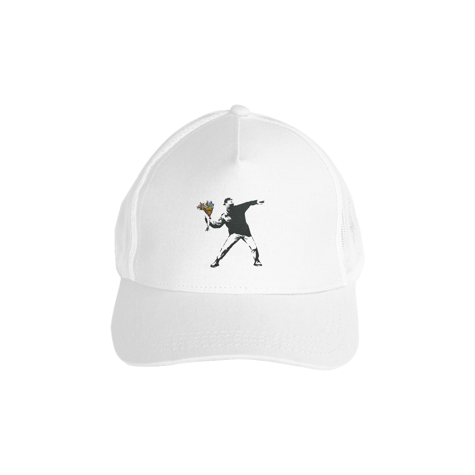 Soldier throwing flowers