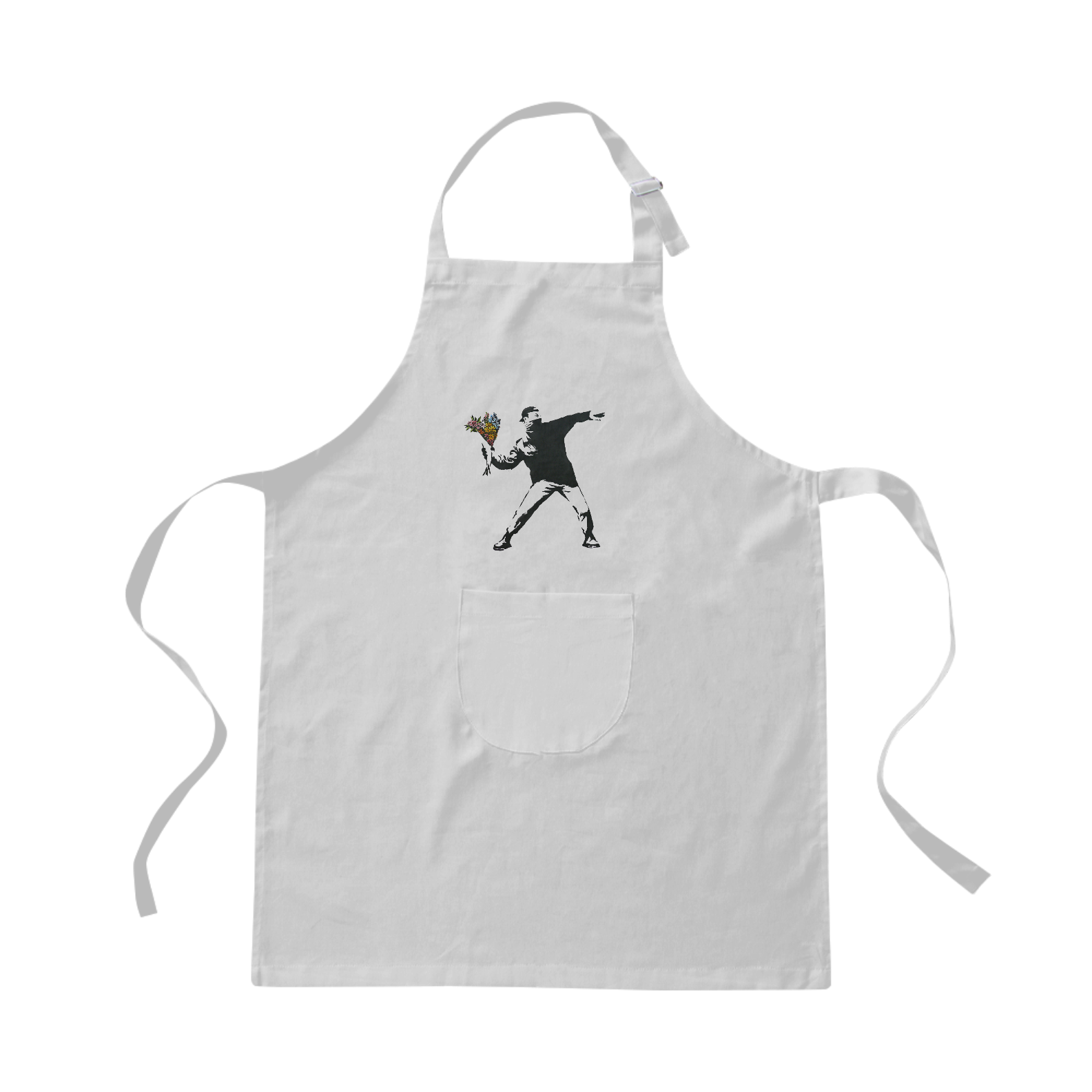 Soldier throwing flowers