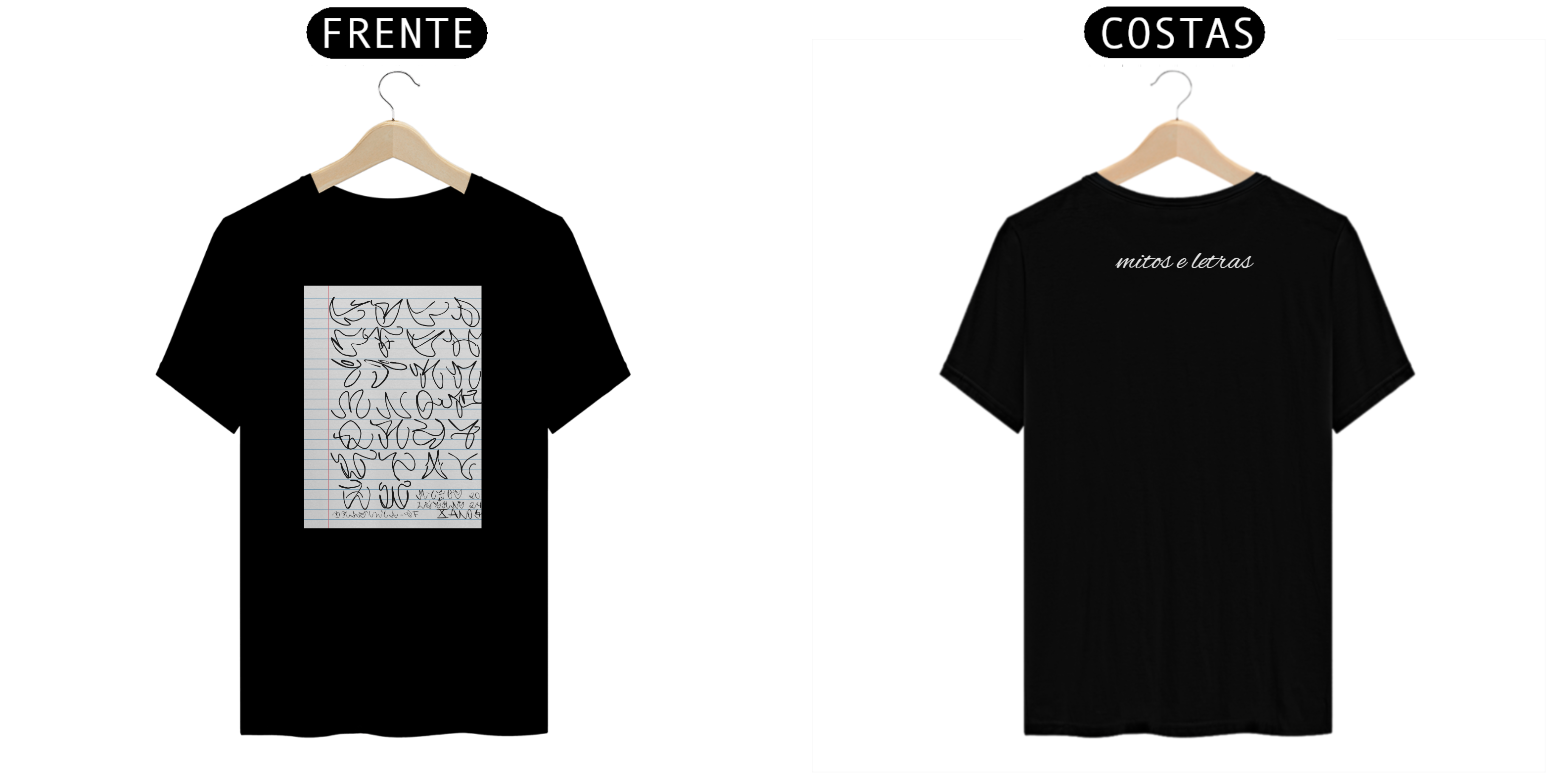 CAMISETA MITOS E LETRAS ALFABETO