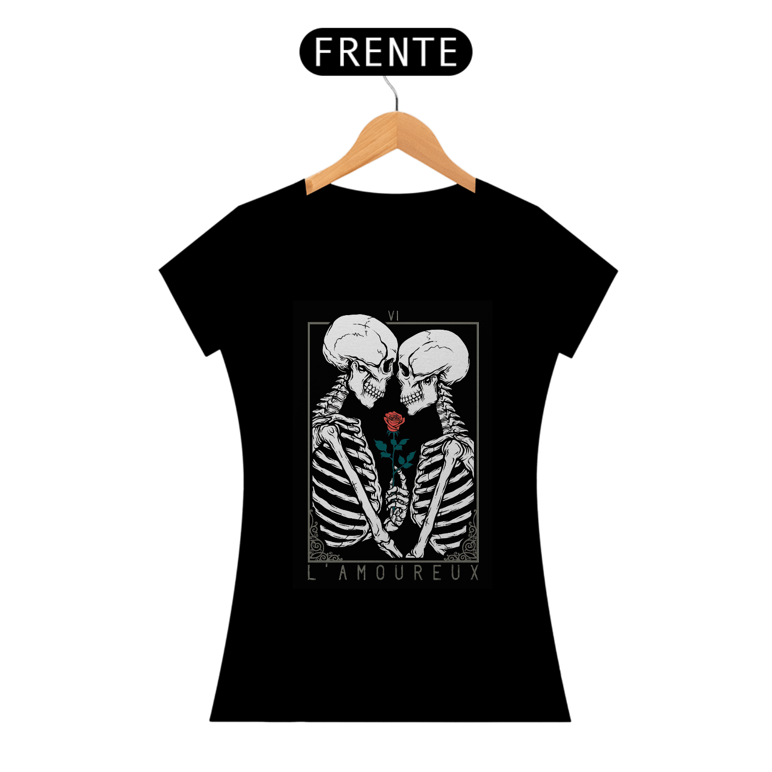 Camiseta Baby look de caveira - Skull and Lovers L'AMOUREUX - BLSL13