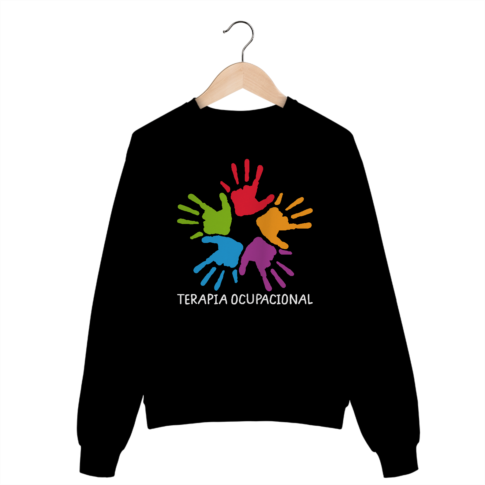 Moletom Fechado - Terapia Ocupacional - Marca das Mãos Com Tinta Colorida