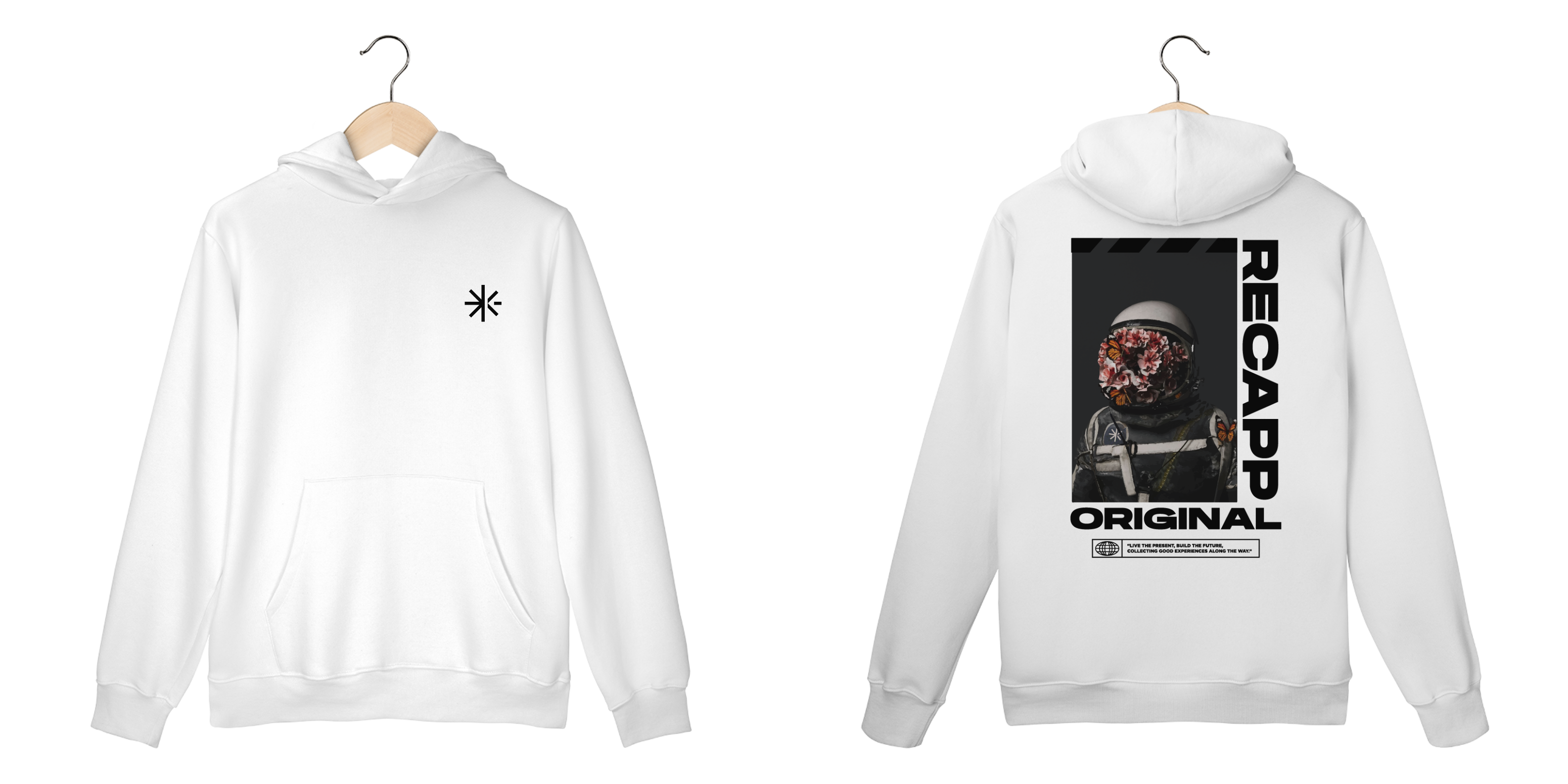 Moletom Canguru Space Flowers (estampa preta)