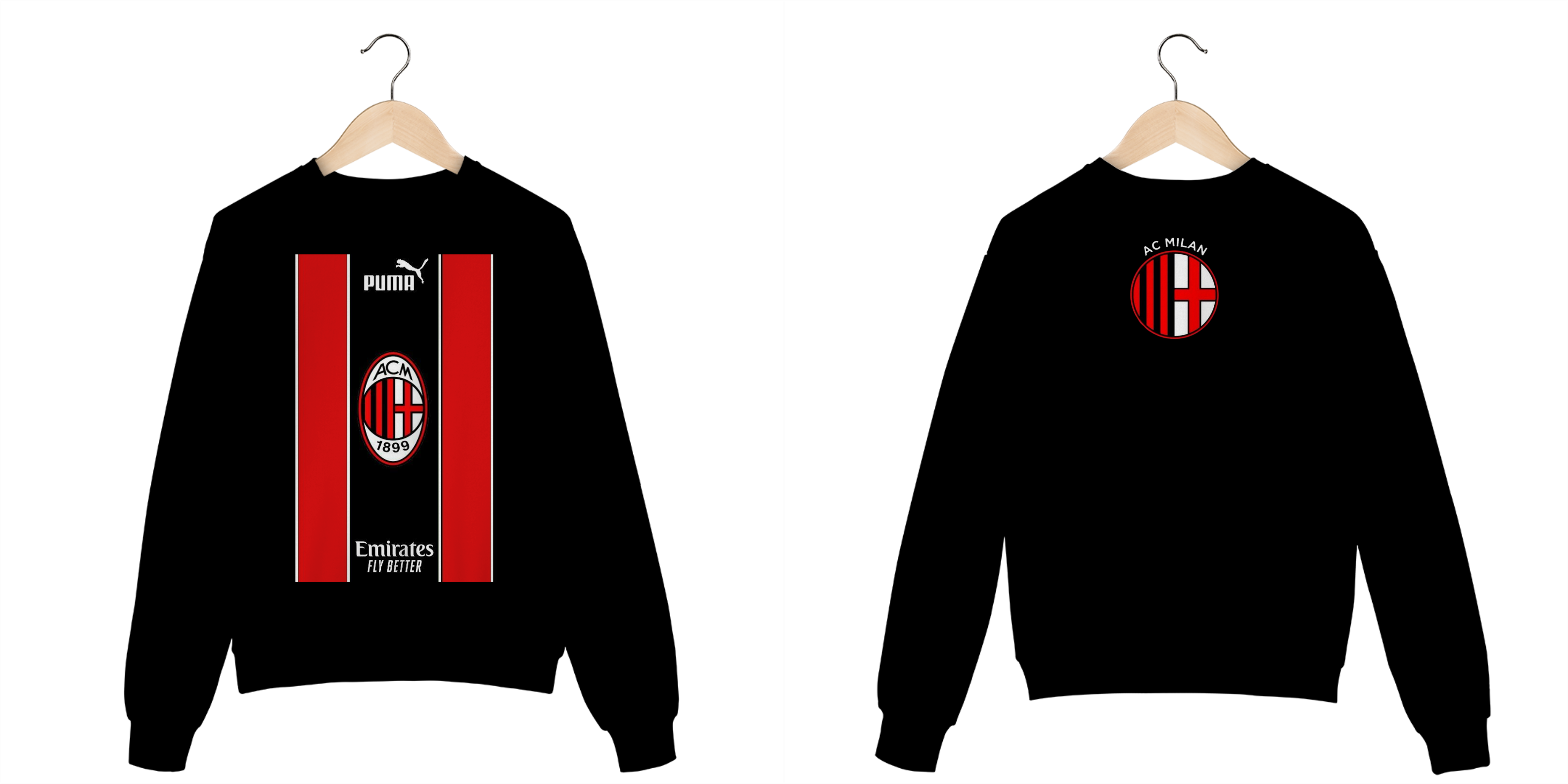 Moletom Fechado, Ac Milan Preta Unisex