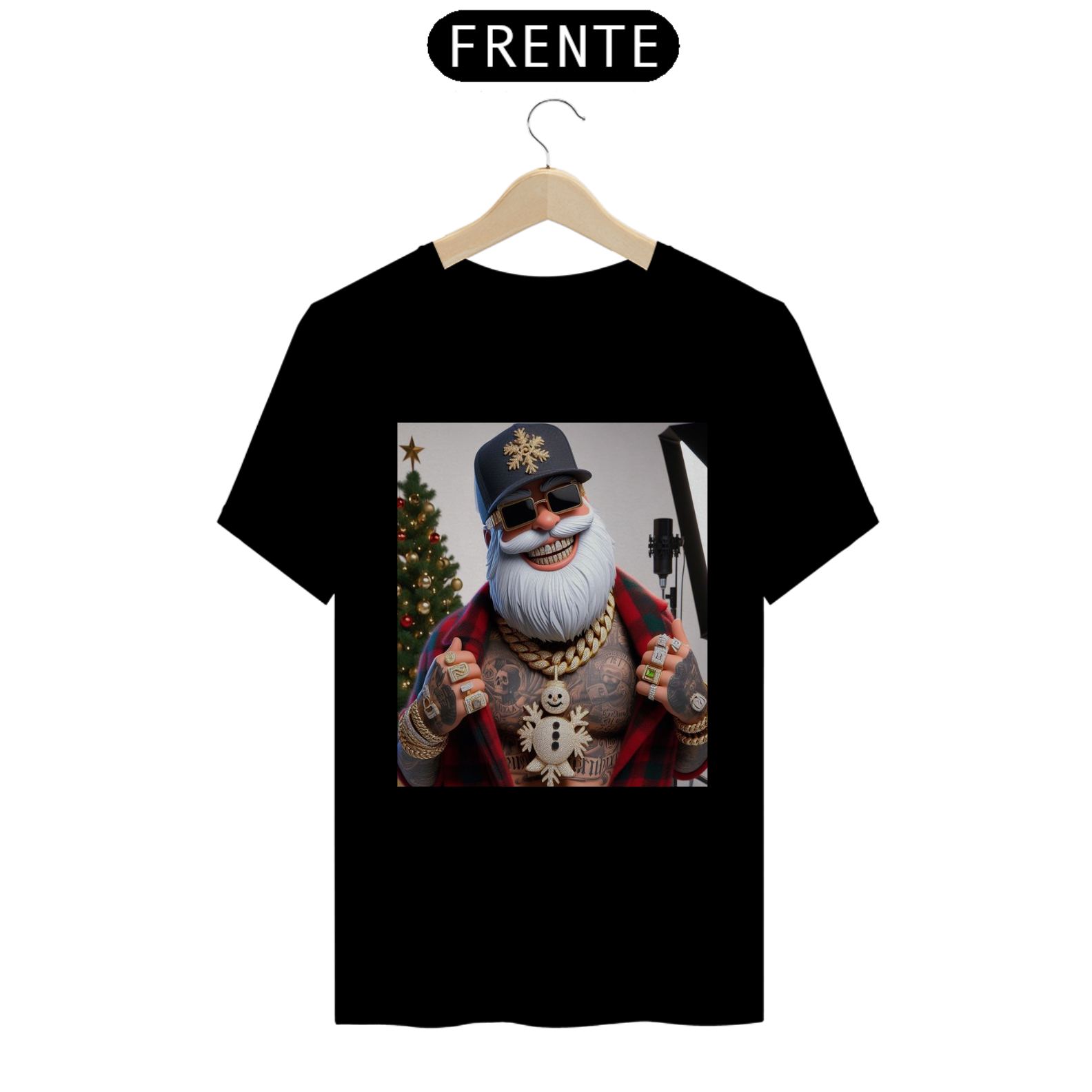 Camiseta T-Shirt Quality Papai Noel Dark
