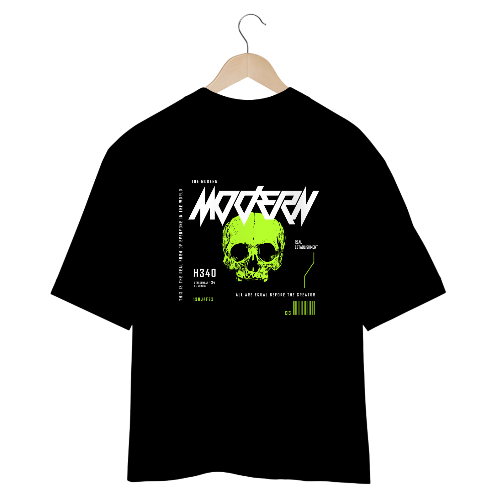 Camiseta Oversized Modern Skull Estampa Costas