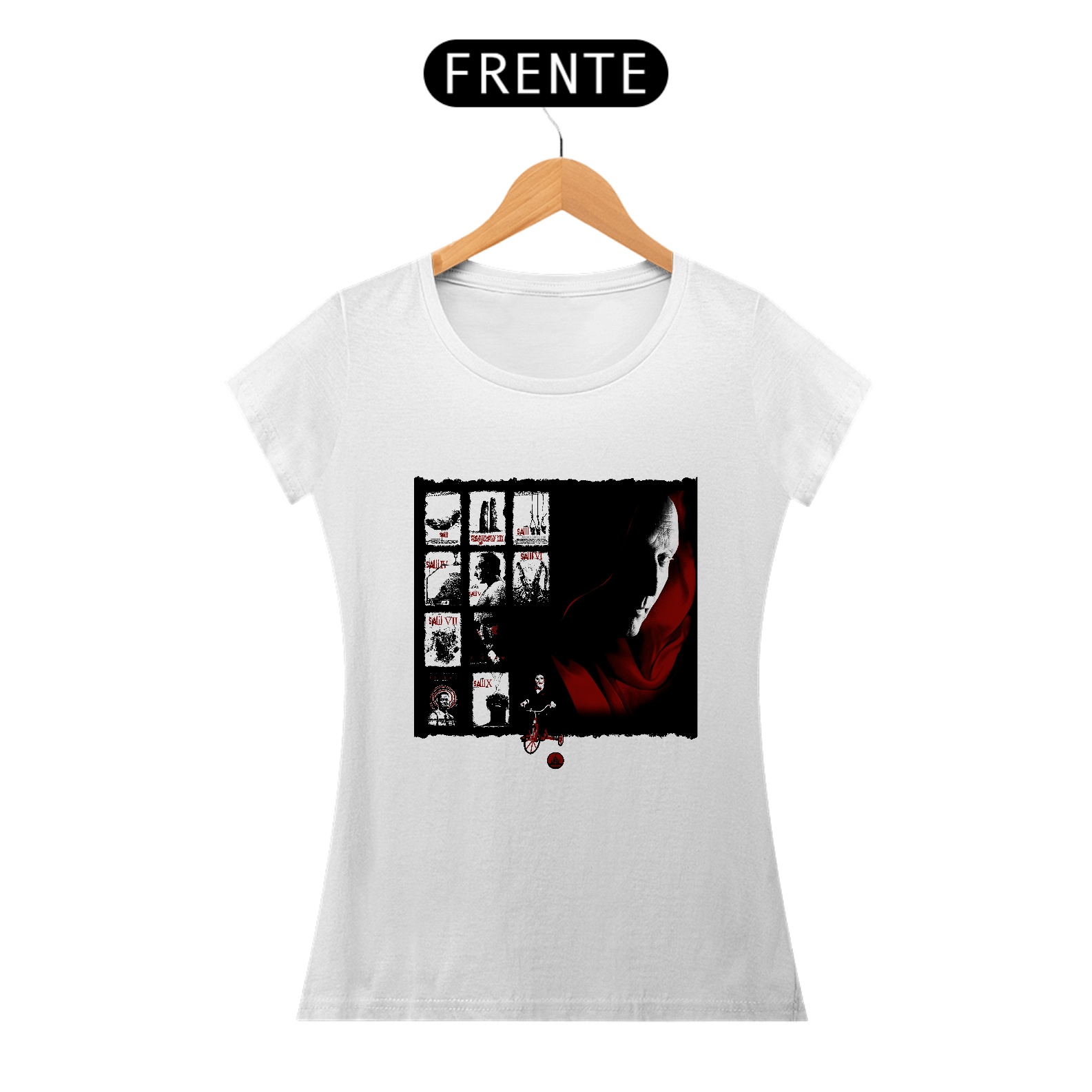 Camisetas Feminina Babylook Long - Filmes de Terror - Saw (Jogos Mortais) - John Kramer, Jigsaw