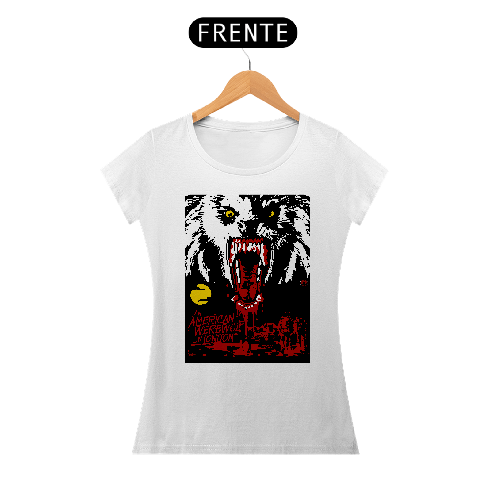 Camisetas Feminina Babylook Long Filmes de Terror An American Werewolf in London (Um Lobisomem Americano em Londres)