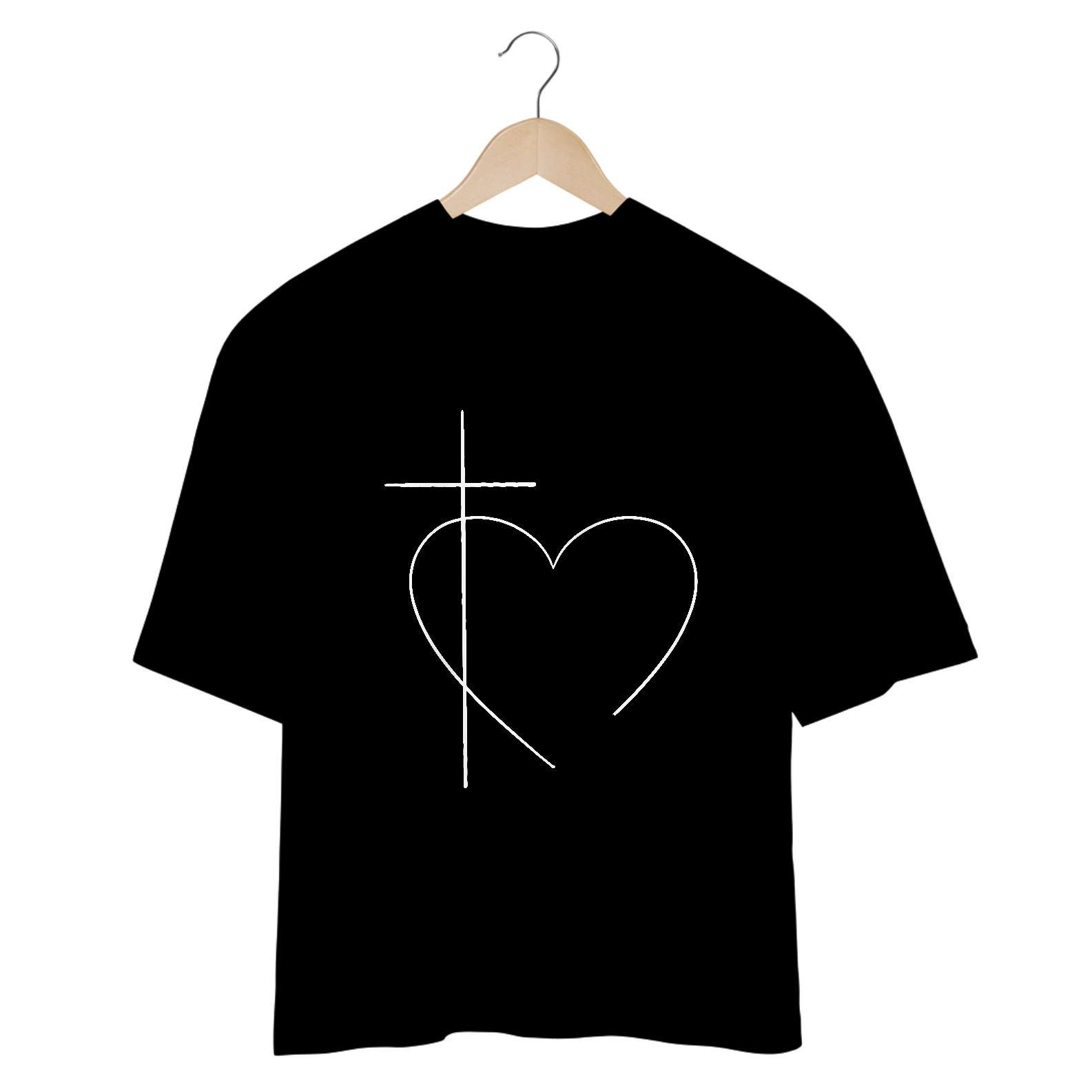 Nome do produto: Camisa Cruz e Coração