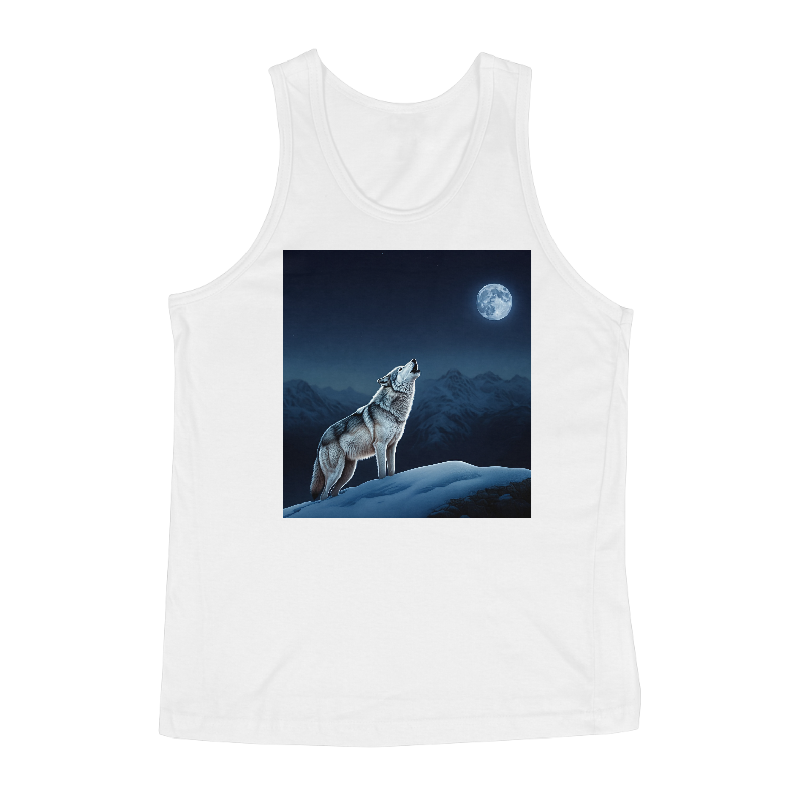 Lobo Solitário Uivando em Noite de Lua Cheia