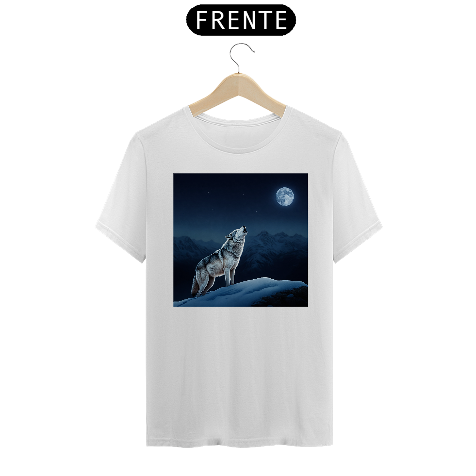 Lobo Solitário Uivando em Noite de Lua Cheia