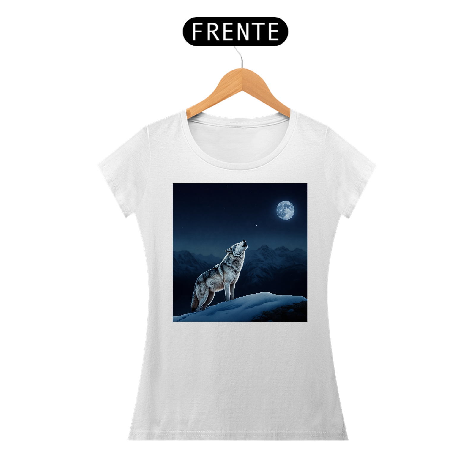 Lobo Solitário Uivando em Noite de Lua Cheia