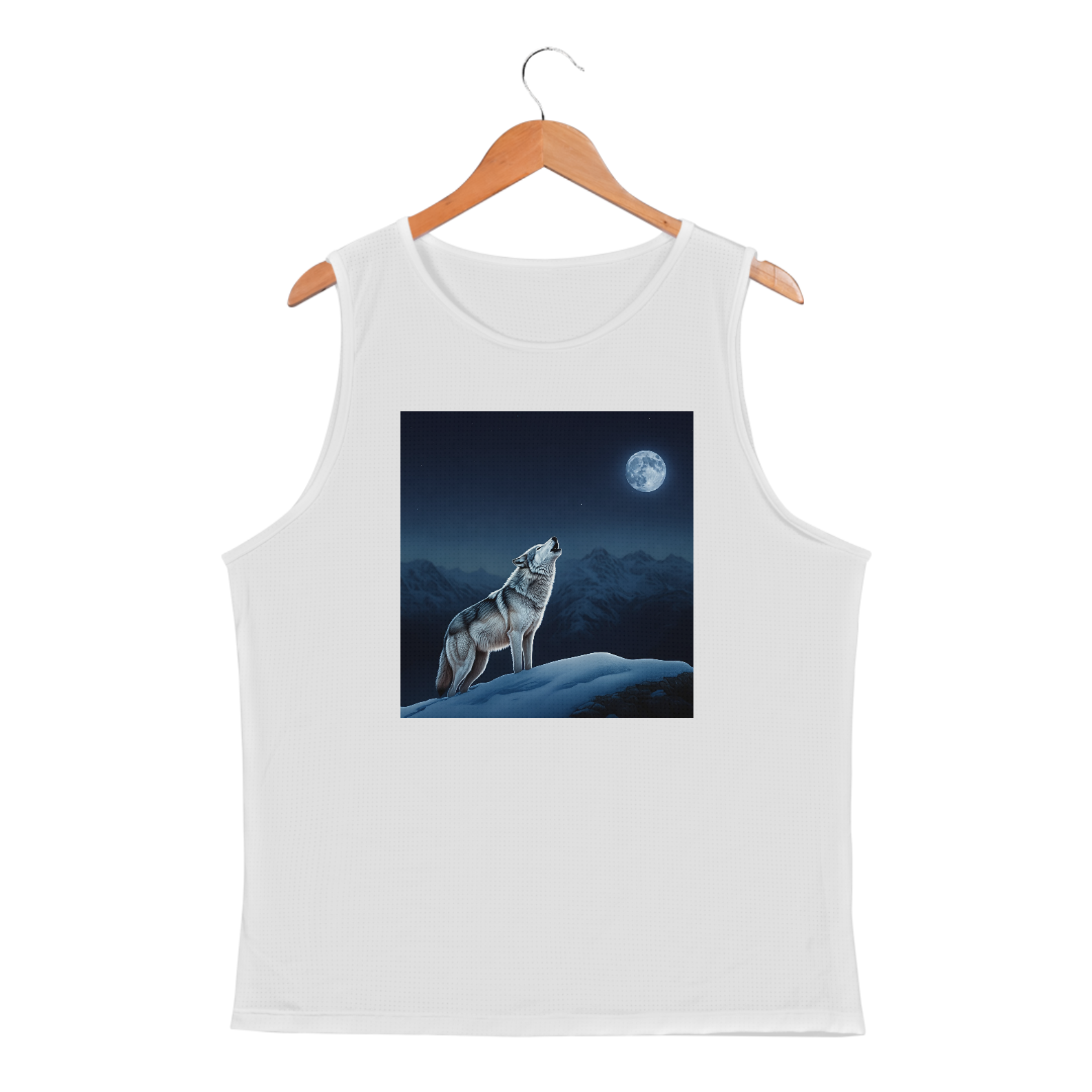 Lobo Solitário Uivando em Noite De Lua Cheia