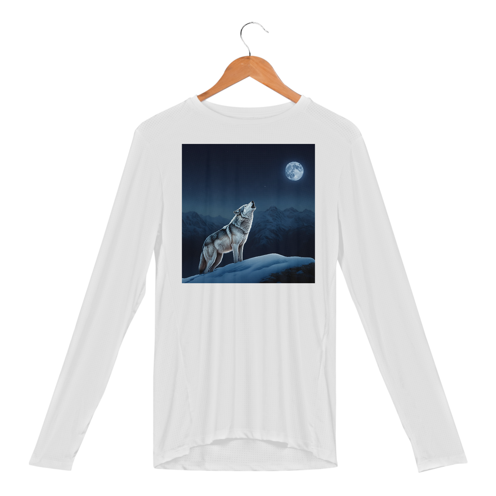 Lobo Solitário Uivando em Noite De Lua Cheia