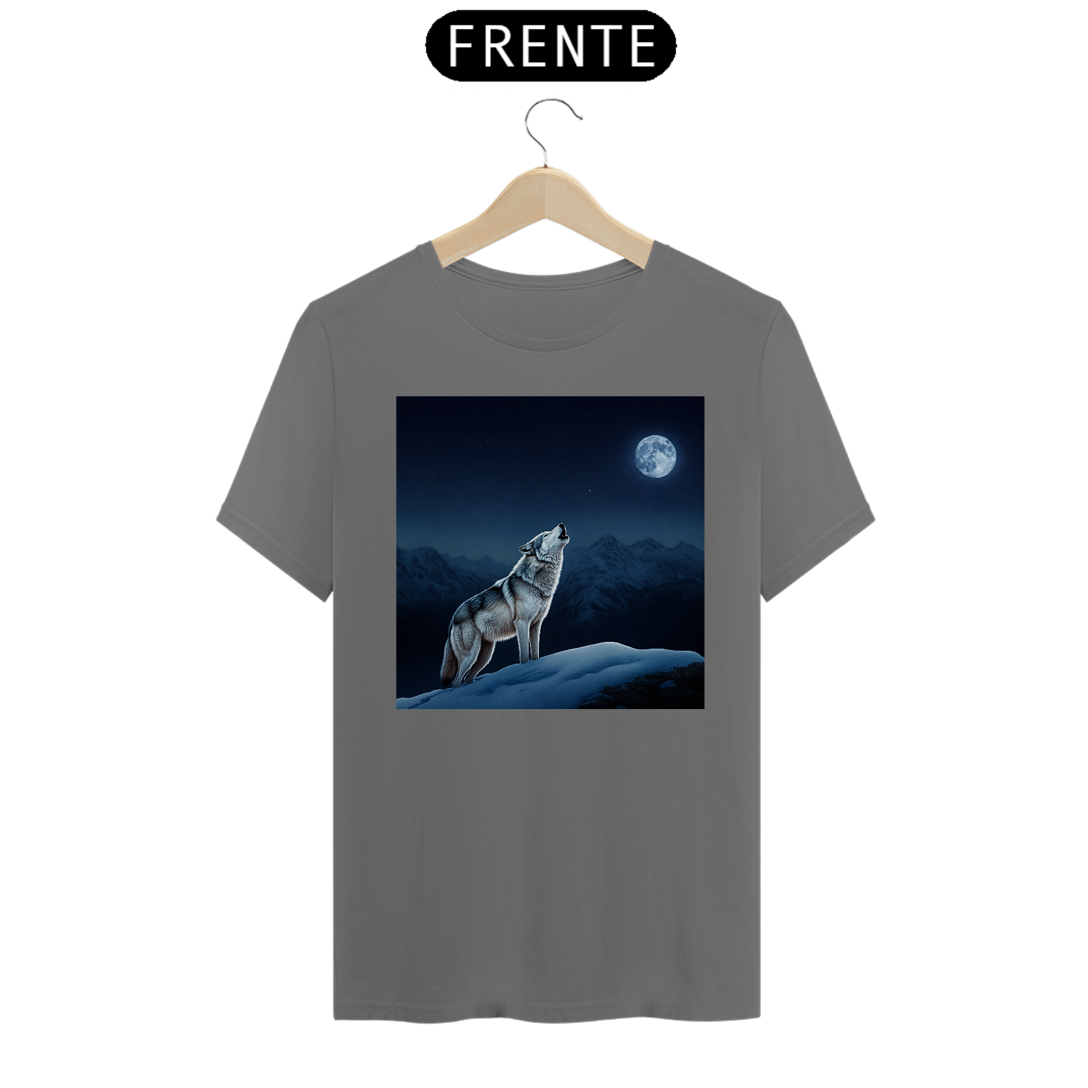 Lobo Solitário Uivando em Noite de Lua Cheia