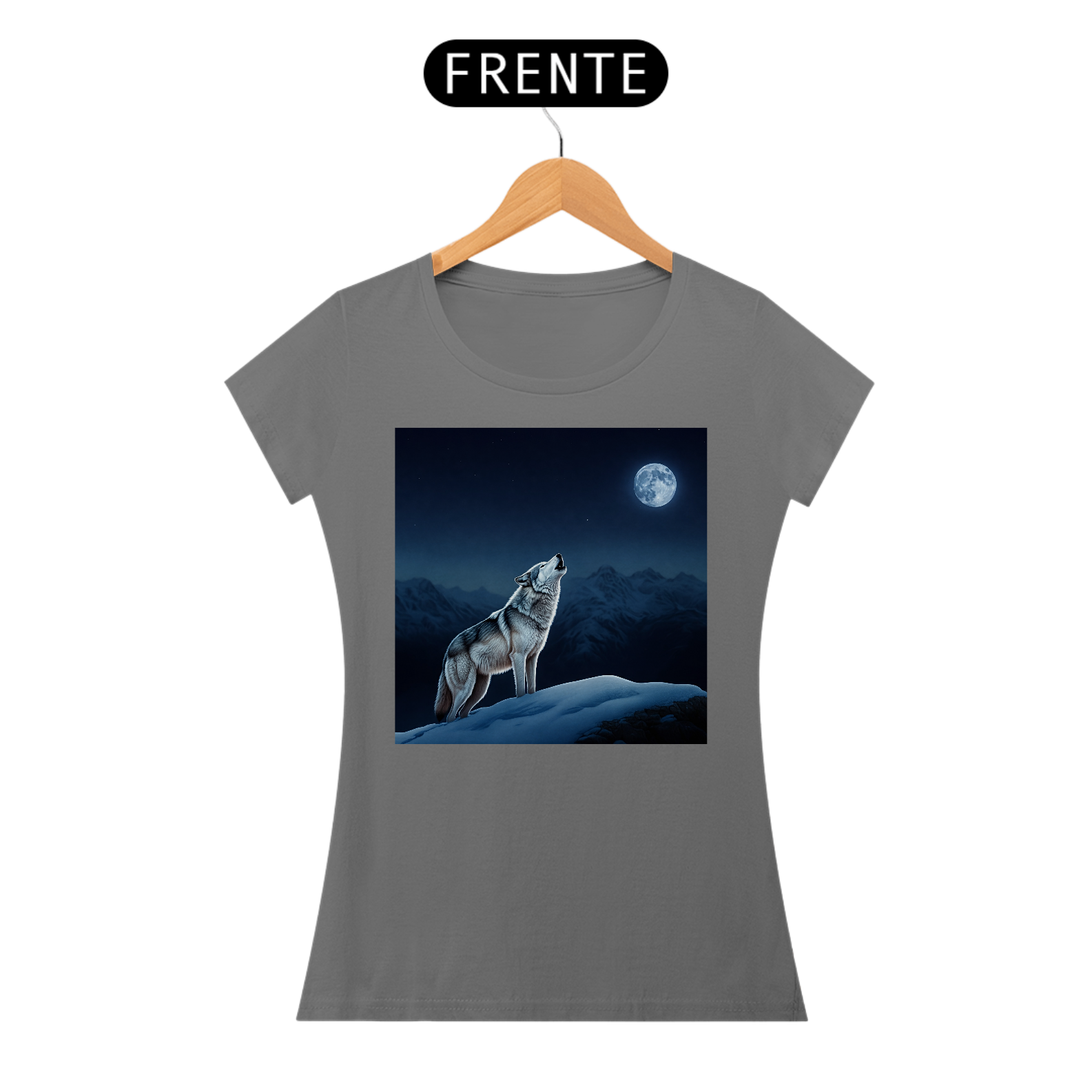 Lobo Solitário Uivando em Noite de Lua Cheia