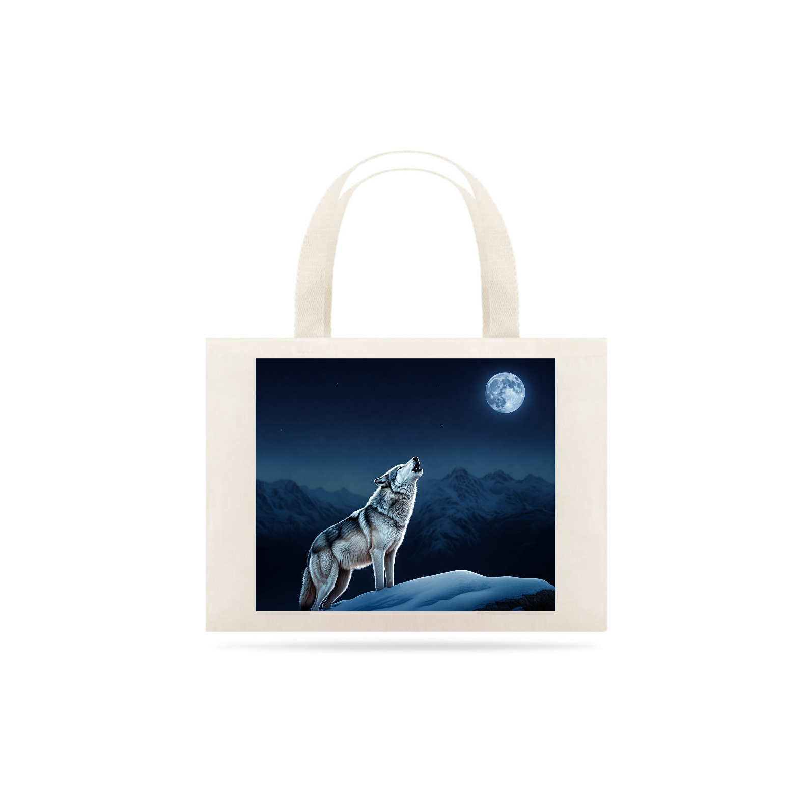 Lobo Solitário Uivando em Noite de Lua Cheia