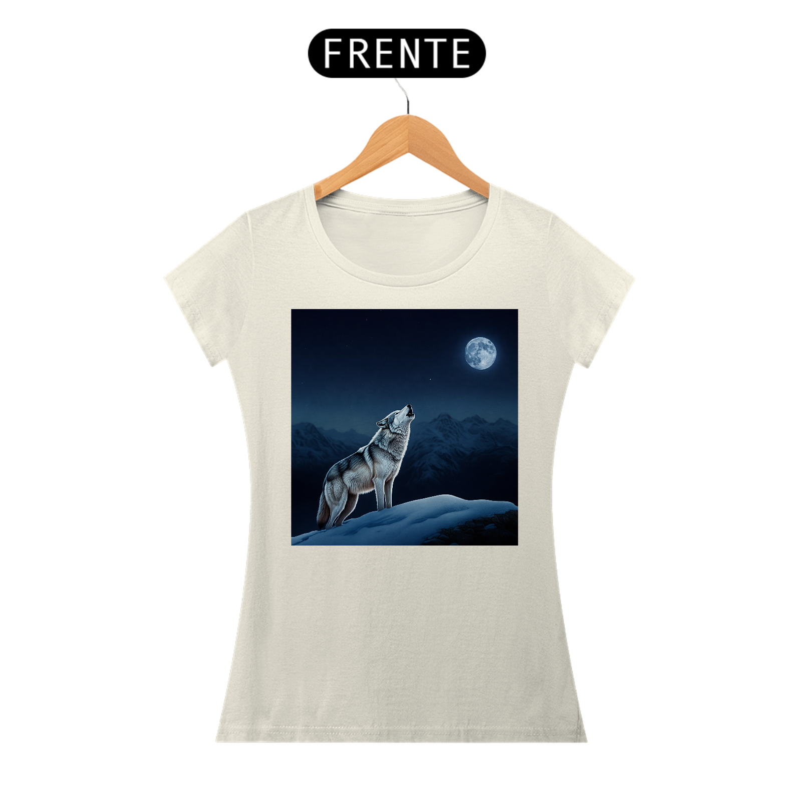 Lobo Solitário Uivando Em Noite de Lua Cheia