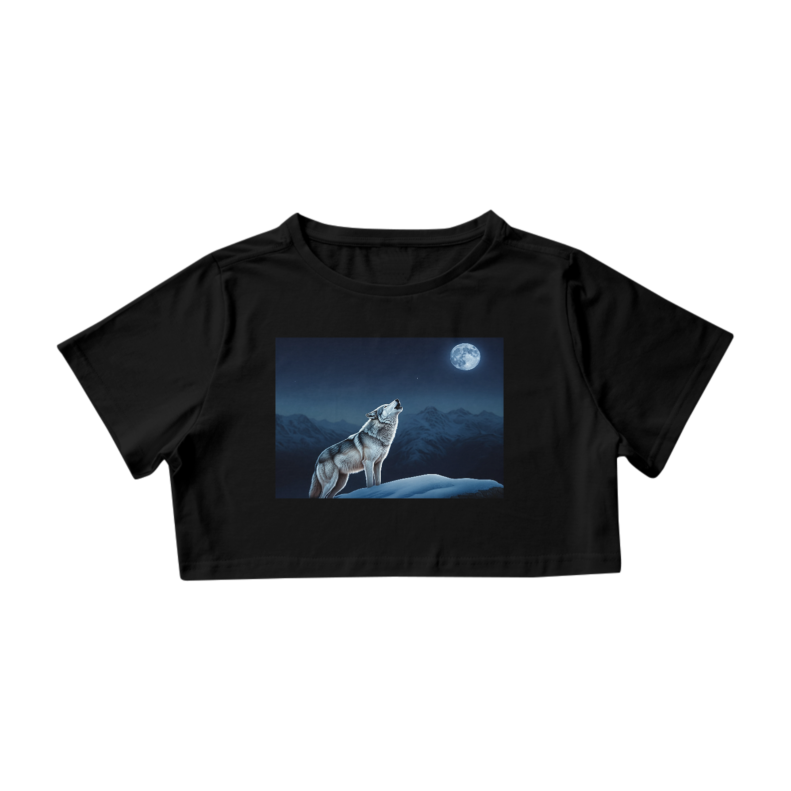 Lobo Solitário Uivando em Noite de Lua Cheia