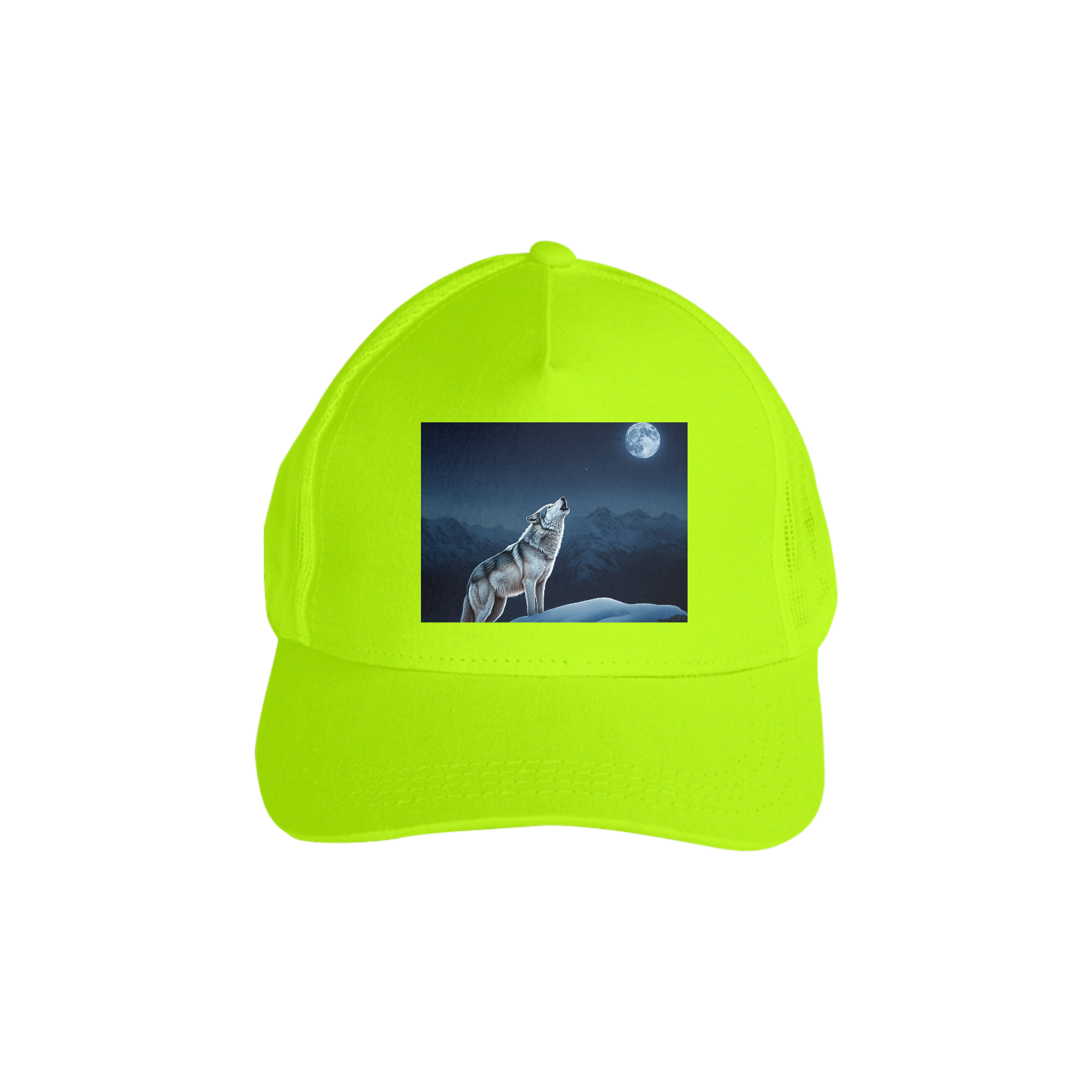 Lobo Solitário Uivando Em Noite de Lua Cheia