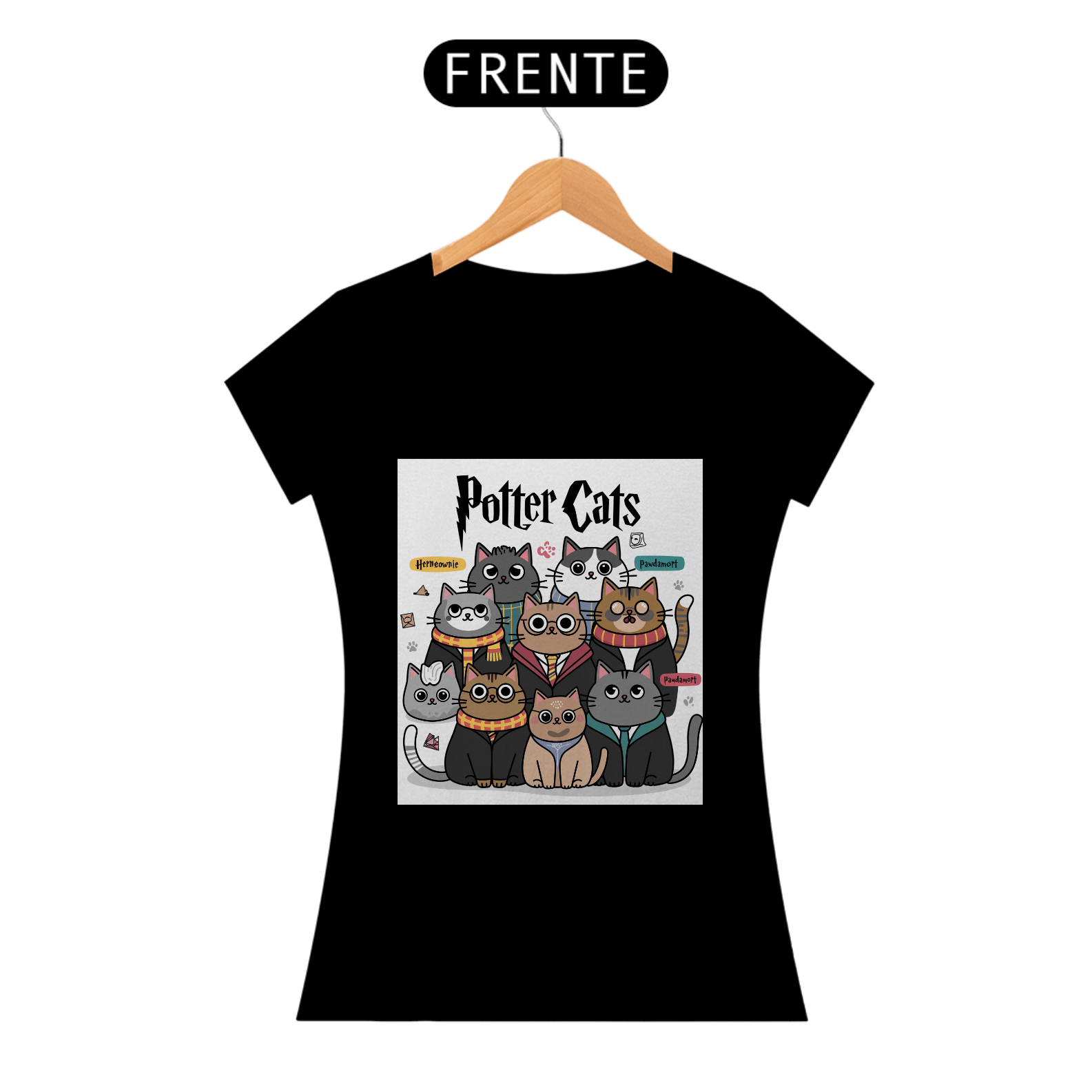 Camiseta Potter Cats - Divertida Estampa de Gatos Inspirada no Mundo Mágico