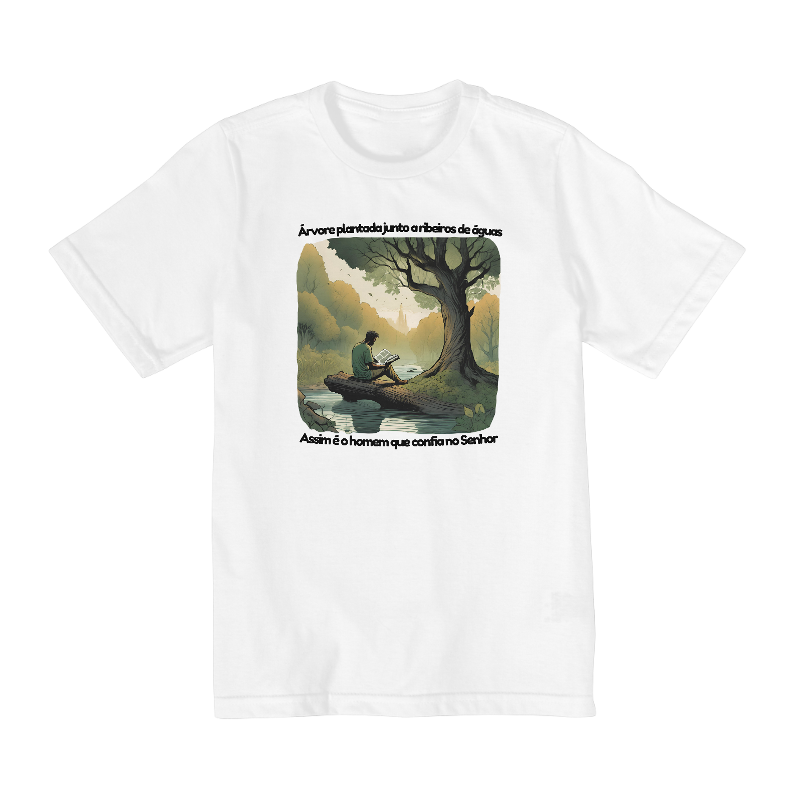 Camiseta Infantil (2 a 8 anos) Salmos 1 - Árvore plantada junto a ribeiros de águas