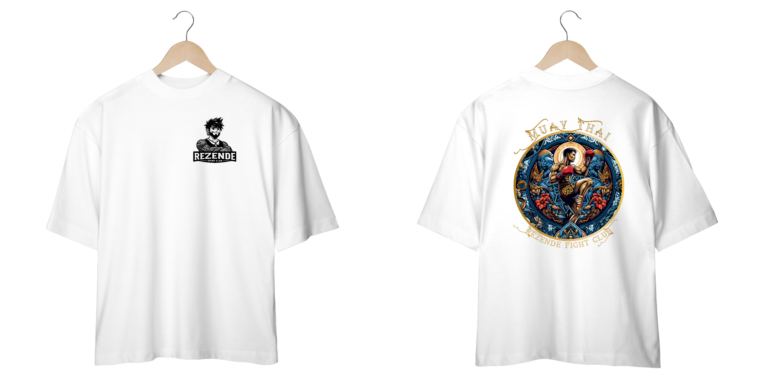 Blue Fighter (Oversized + Escrita Dourada)