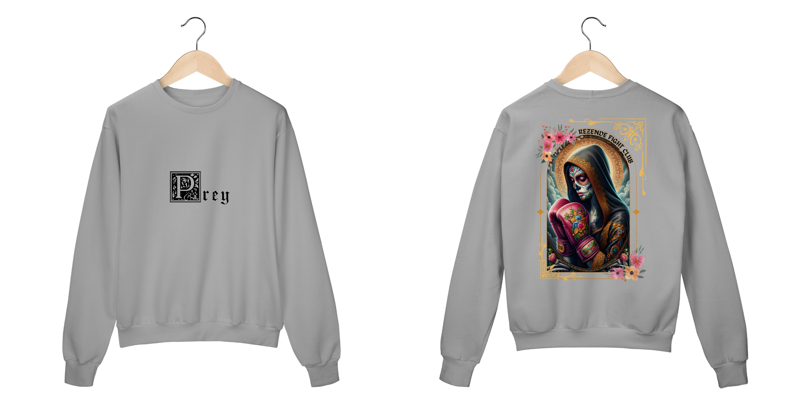 Santa de Los Sparrings (Moletom fechado + Escrita Preta)