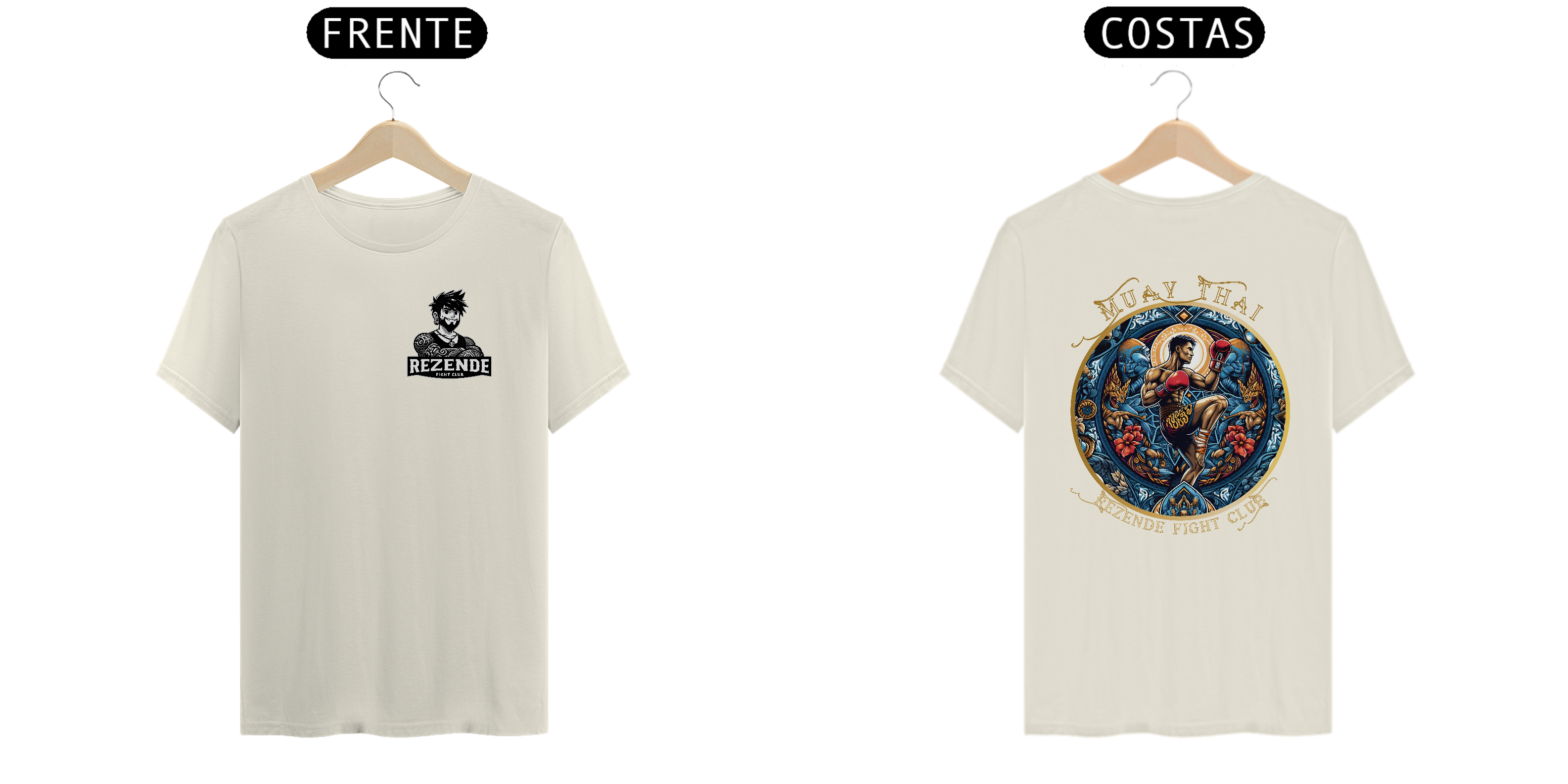 Blue Fighter (Tecido Pima + Escrita Dourada)