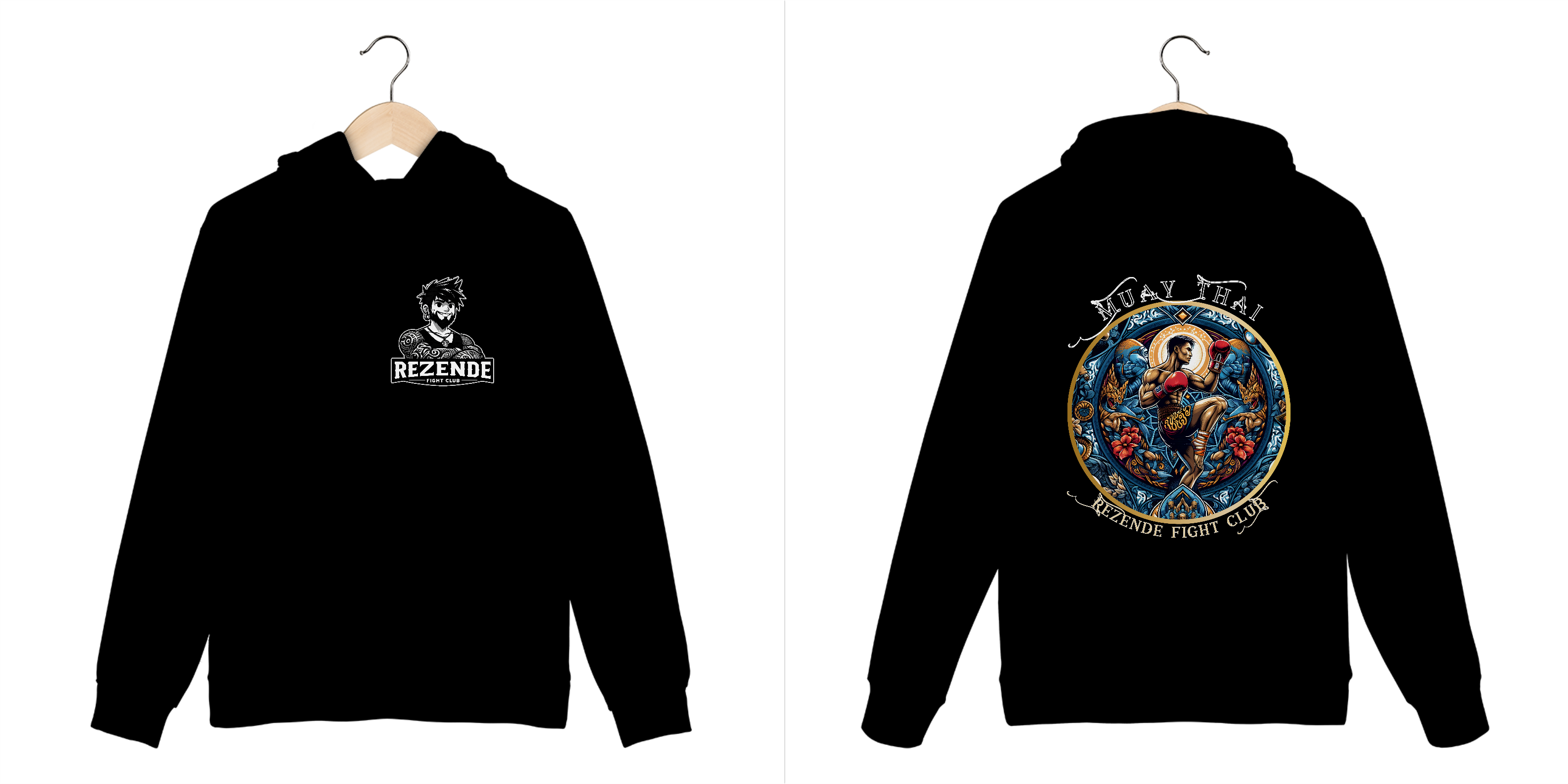 Blue Fighter (Moletom Canguru + Escrita Branca)