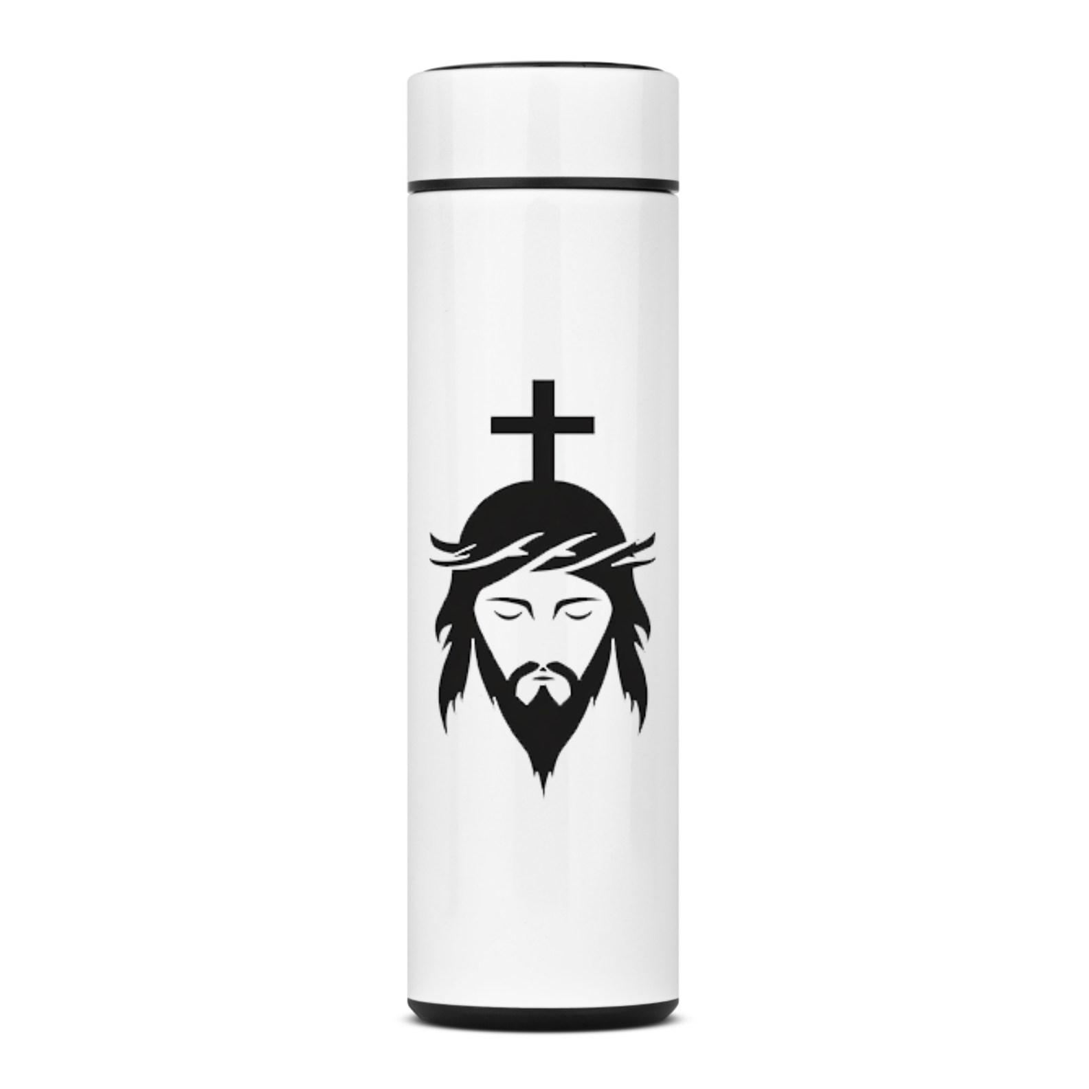 Garrafa Térmica Personalizada, Ícone Minimalista de Cristo.