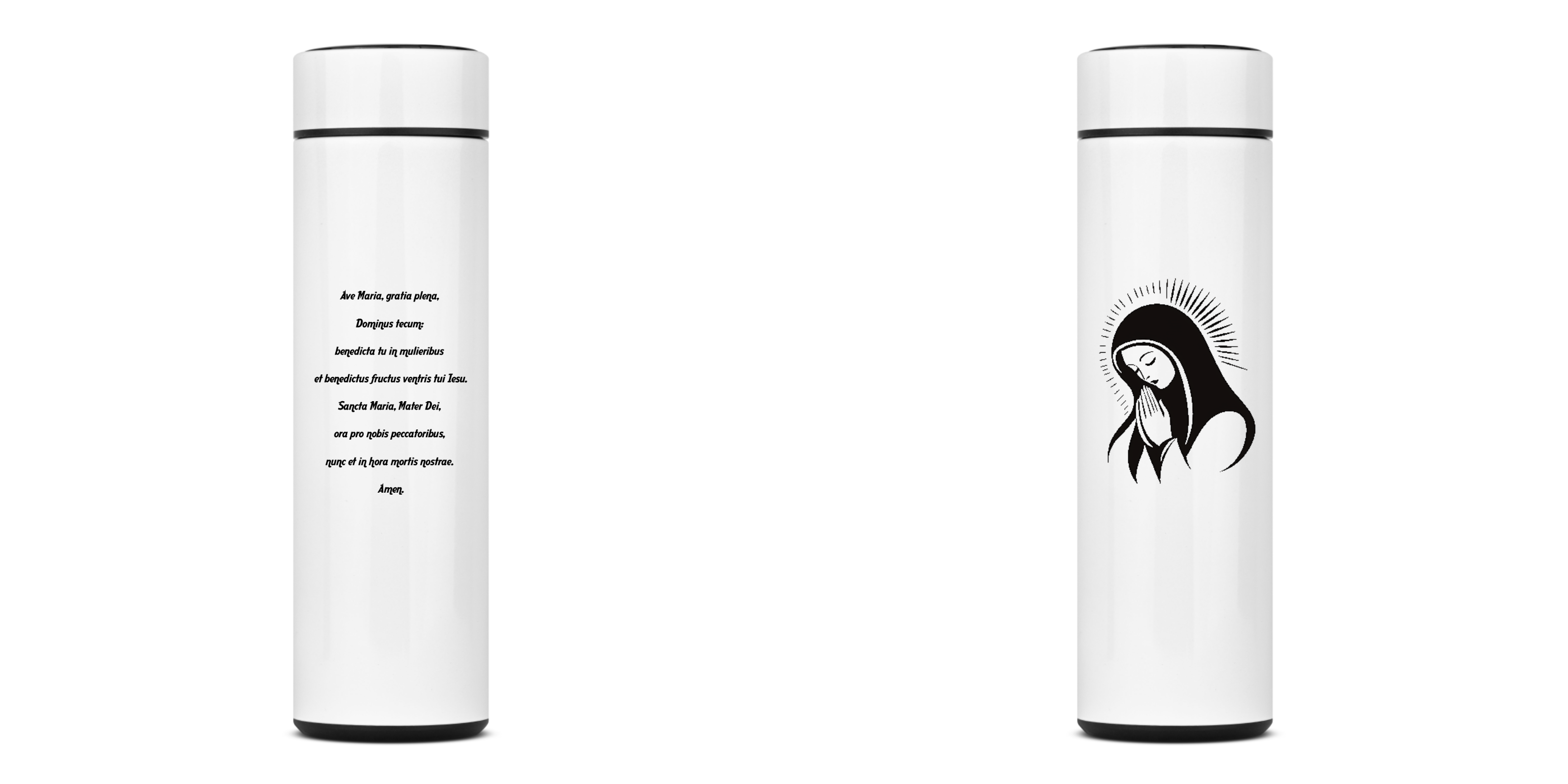 Garrafa Térmica Ave Maria gratia plena; oração em latim / ícone