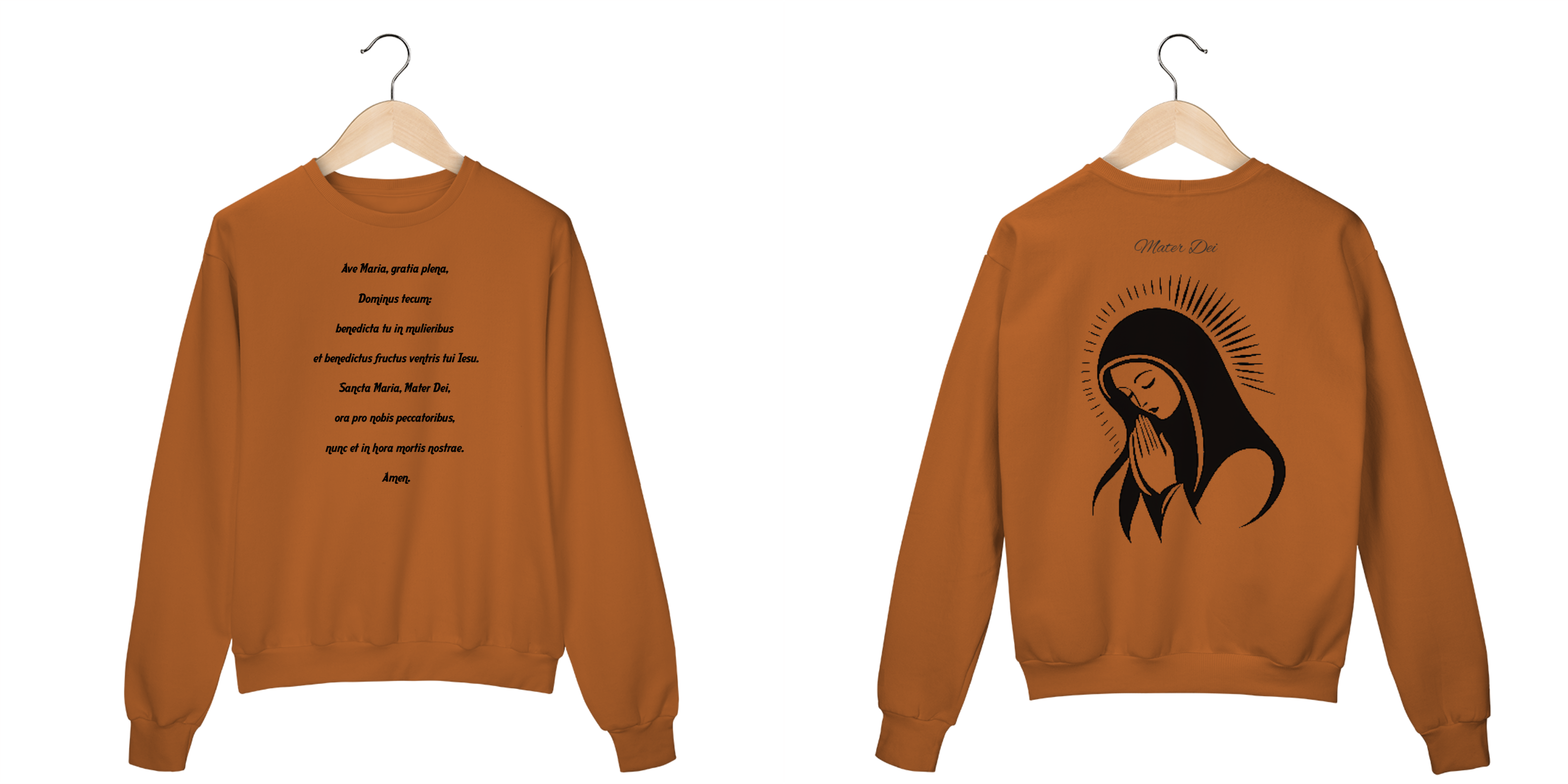 Moletom Fechado Confort, MATER DEI, Oração da Ave Maria em latim.