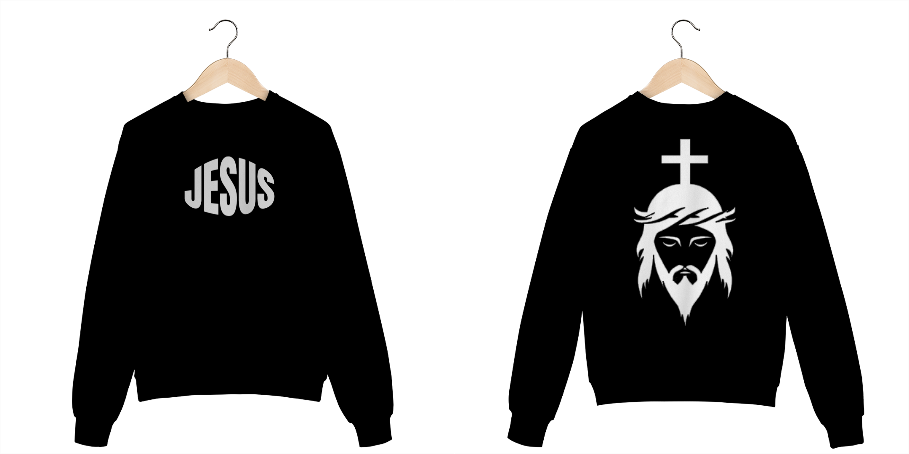 Moletom fechado confort, Frente: JESUS; Costas: Ícone