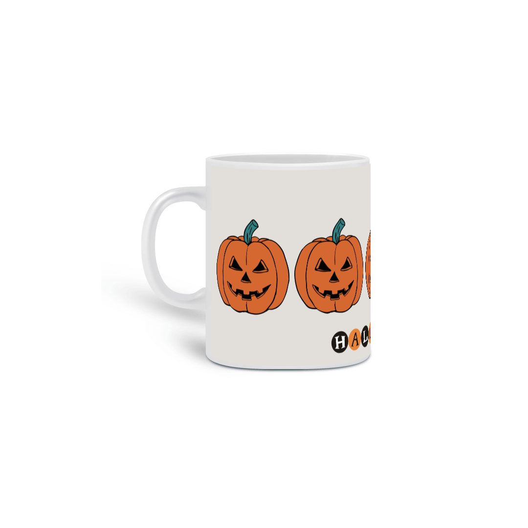 Caneca Halloween: Abóboras Divertidas