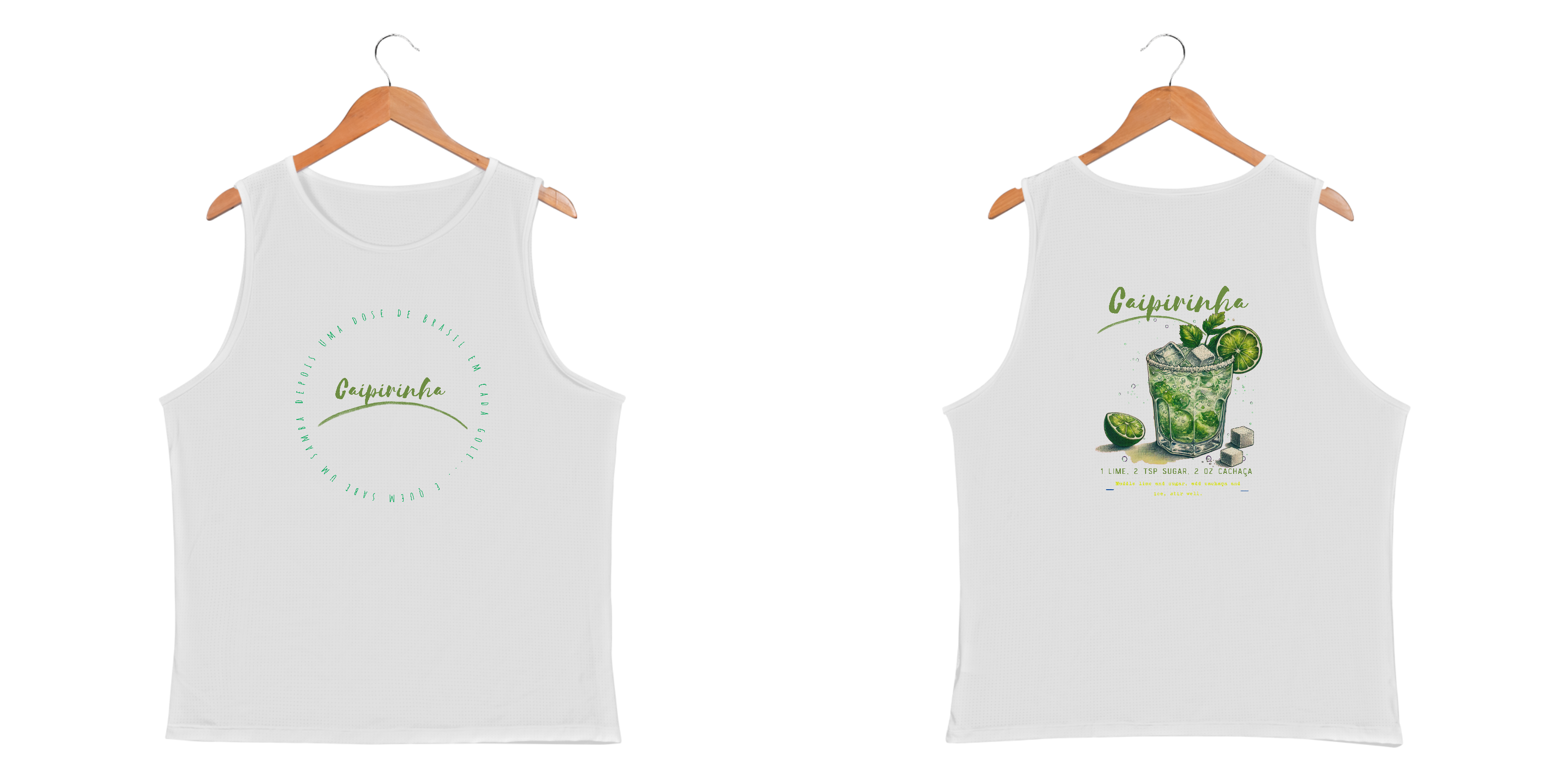 Nome do produto: Camiseta Regata Caipirinha Tradicional Brasileira | Estampa Vintage para Amantes de Coquetéis Frente e Costas