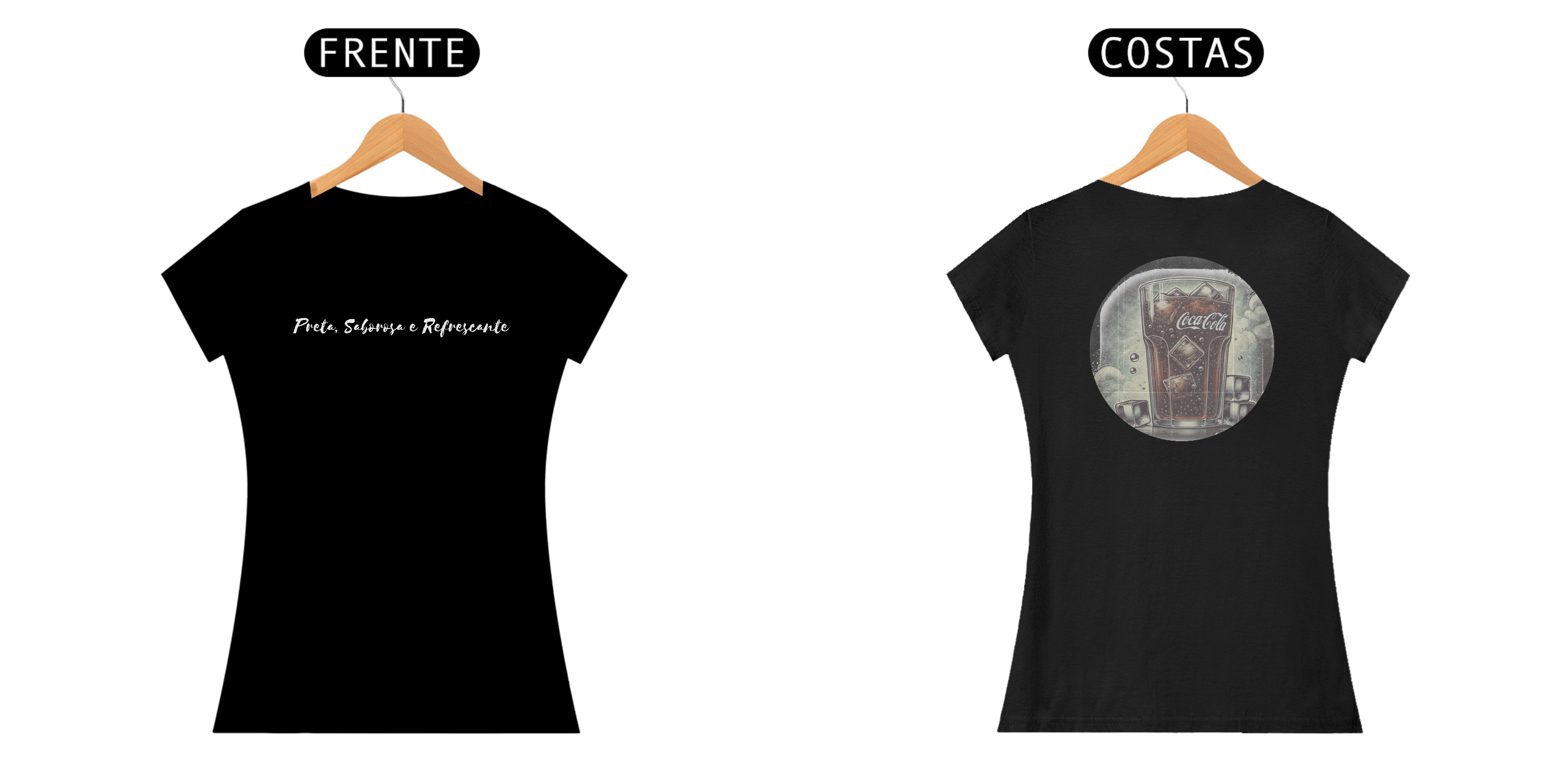 camiseta Viva Preta, Saborosa e Refrescante - Cropped Vintage