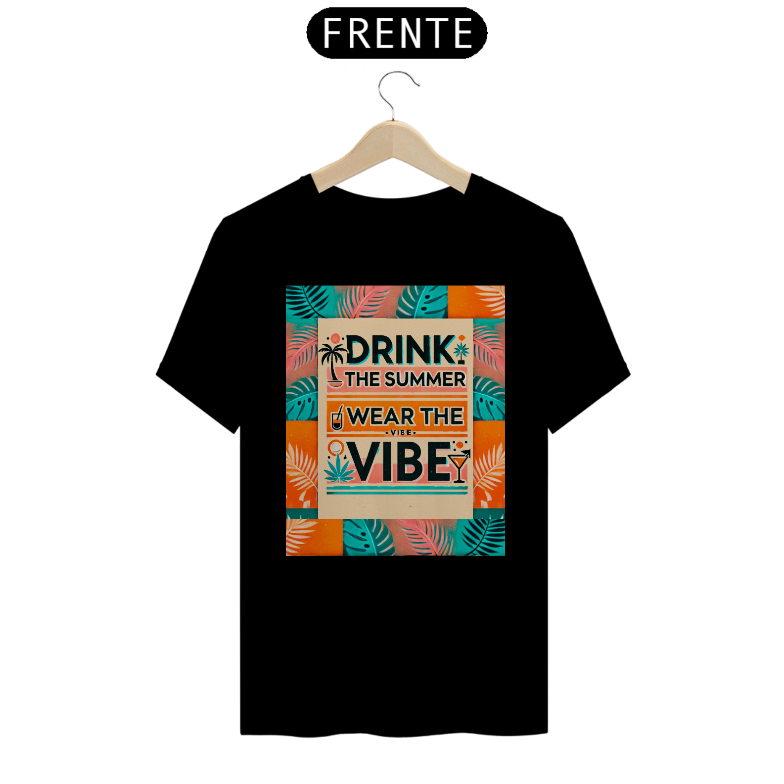 Camiseta Drink the Summer - Estampa com Frase Estilosa