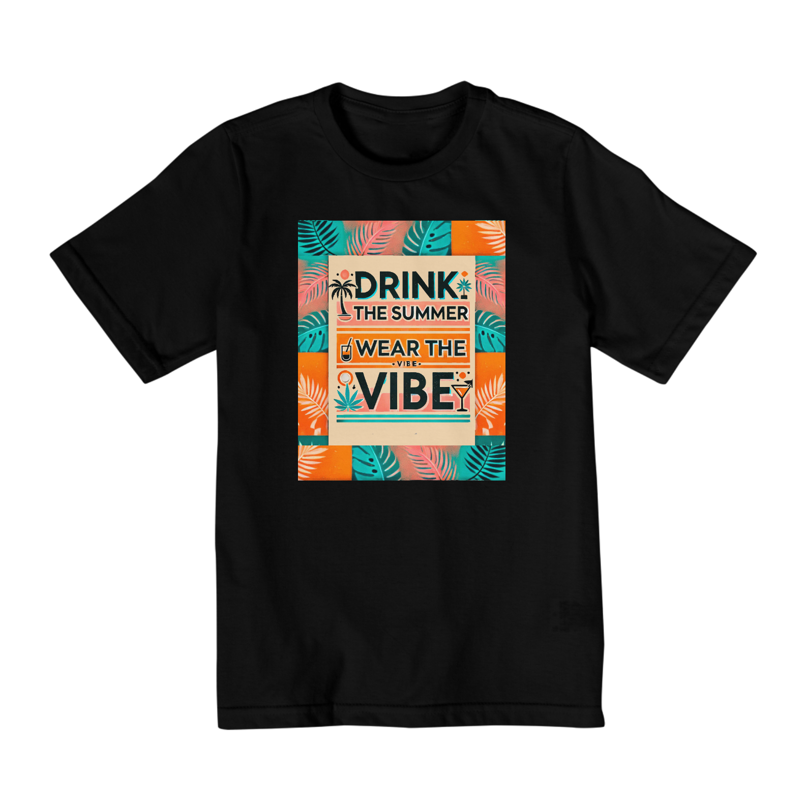 Camiseta Infanto Juvenil Summer Vibes Sunset - Design Tropical Minimalista