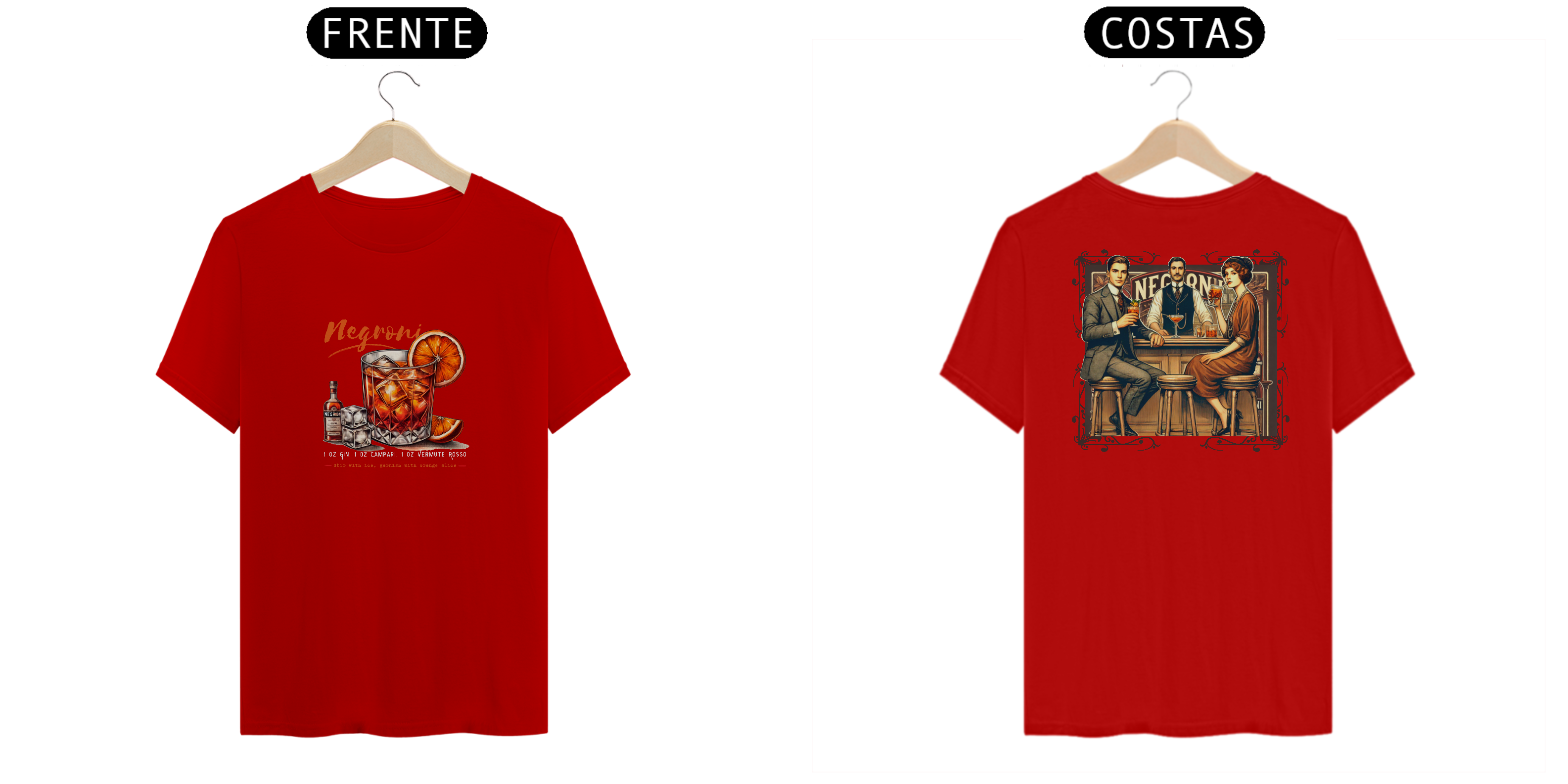 Camiseta Vintage com Receita de Negroni | T-shirt para Amantes de Drinks Clássicos