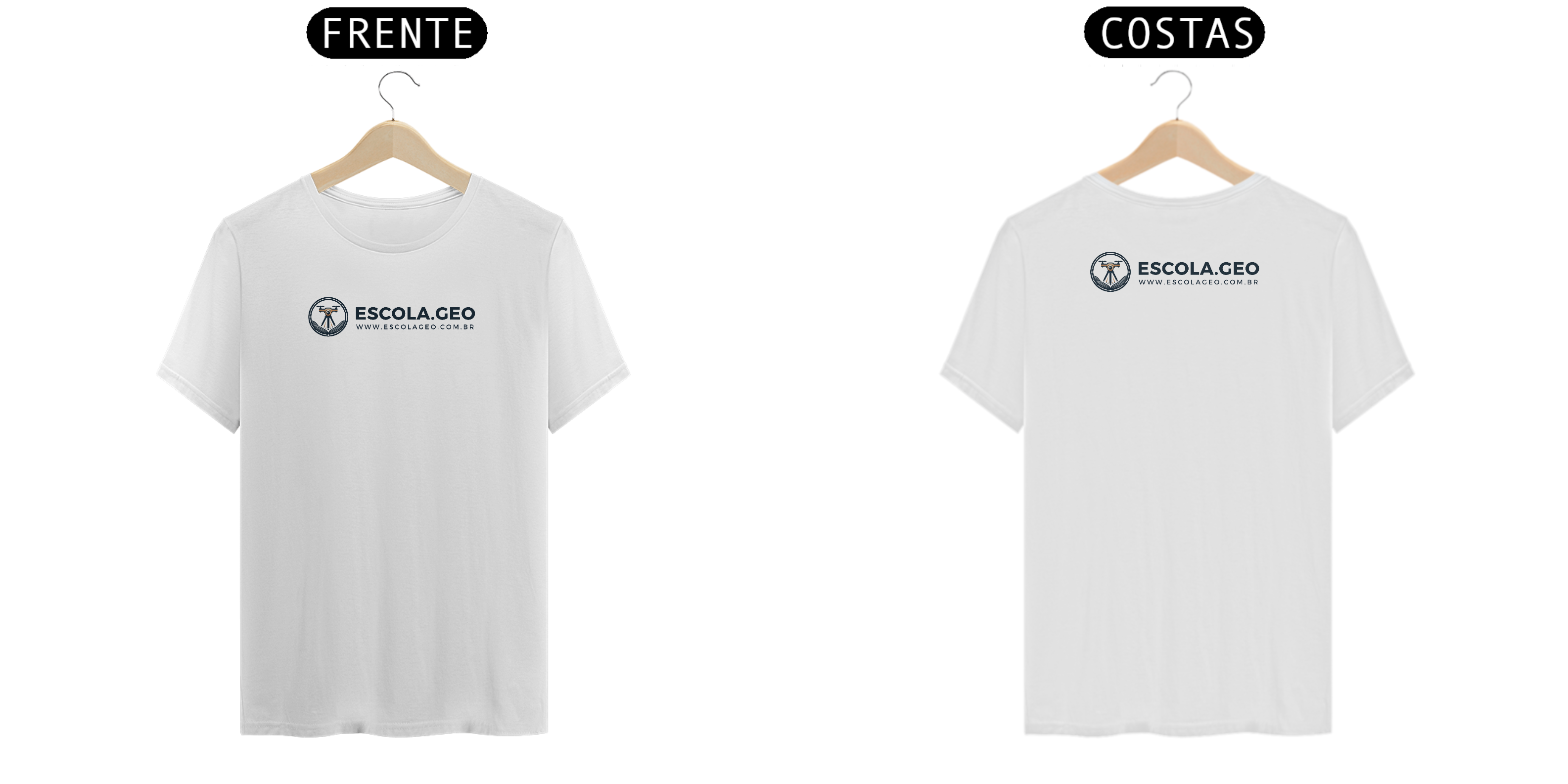 Camiseta T-Shirt Prime Branca com Logo do Site EscolaGeo
