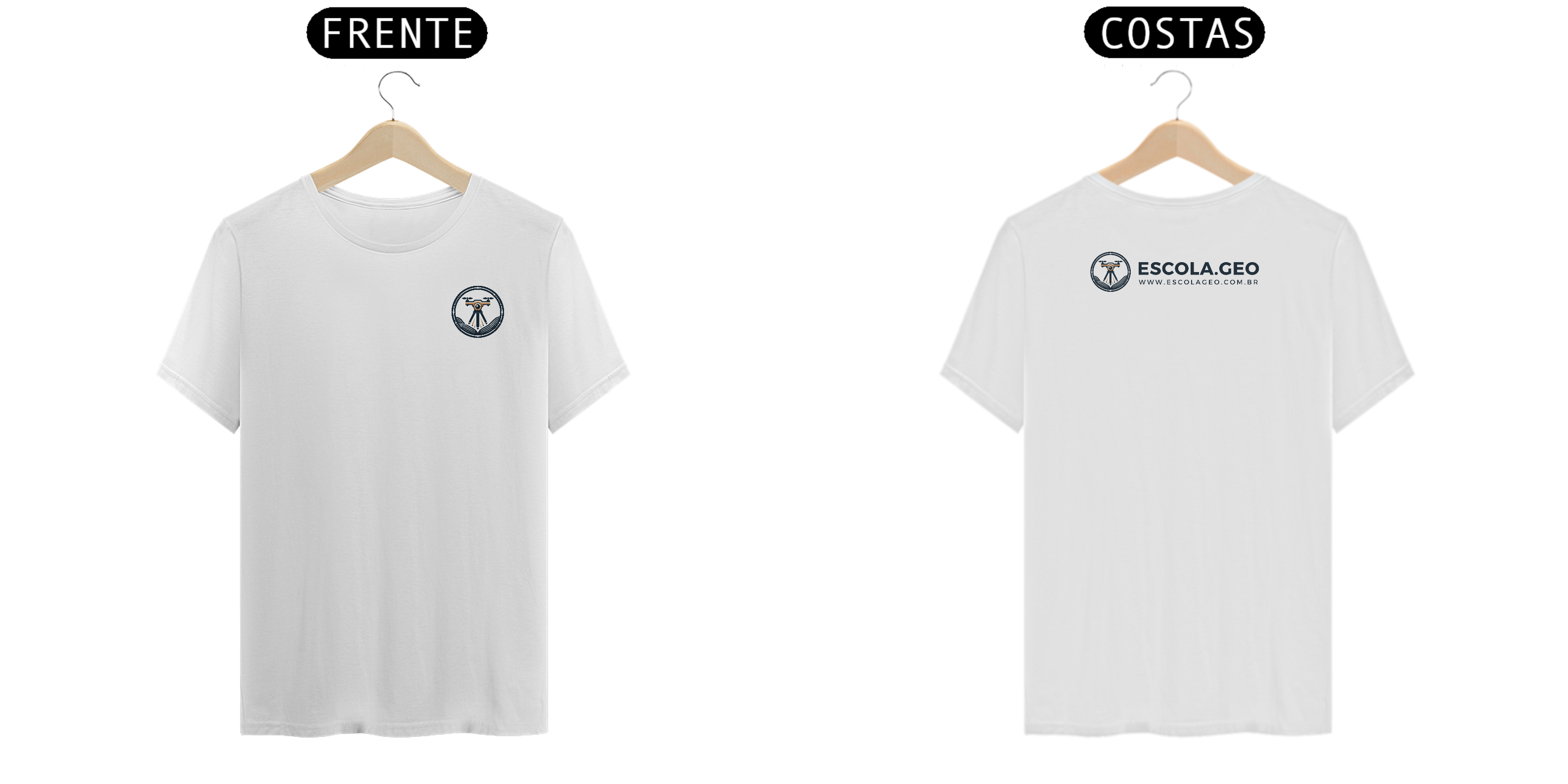 Camiseta T-Shirt Prime Branca com Icone do Site EscolaGeo